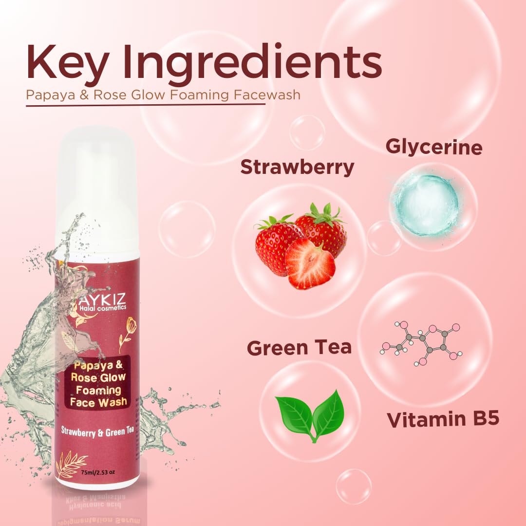 Papaya Rose Foaming Face Wash for Glowing Skin & Acne Care
