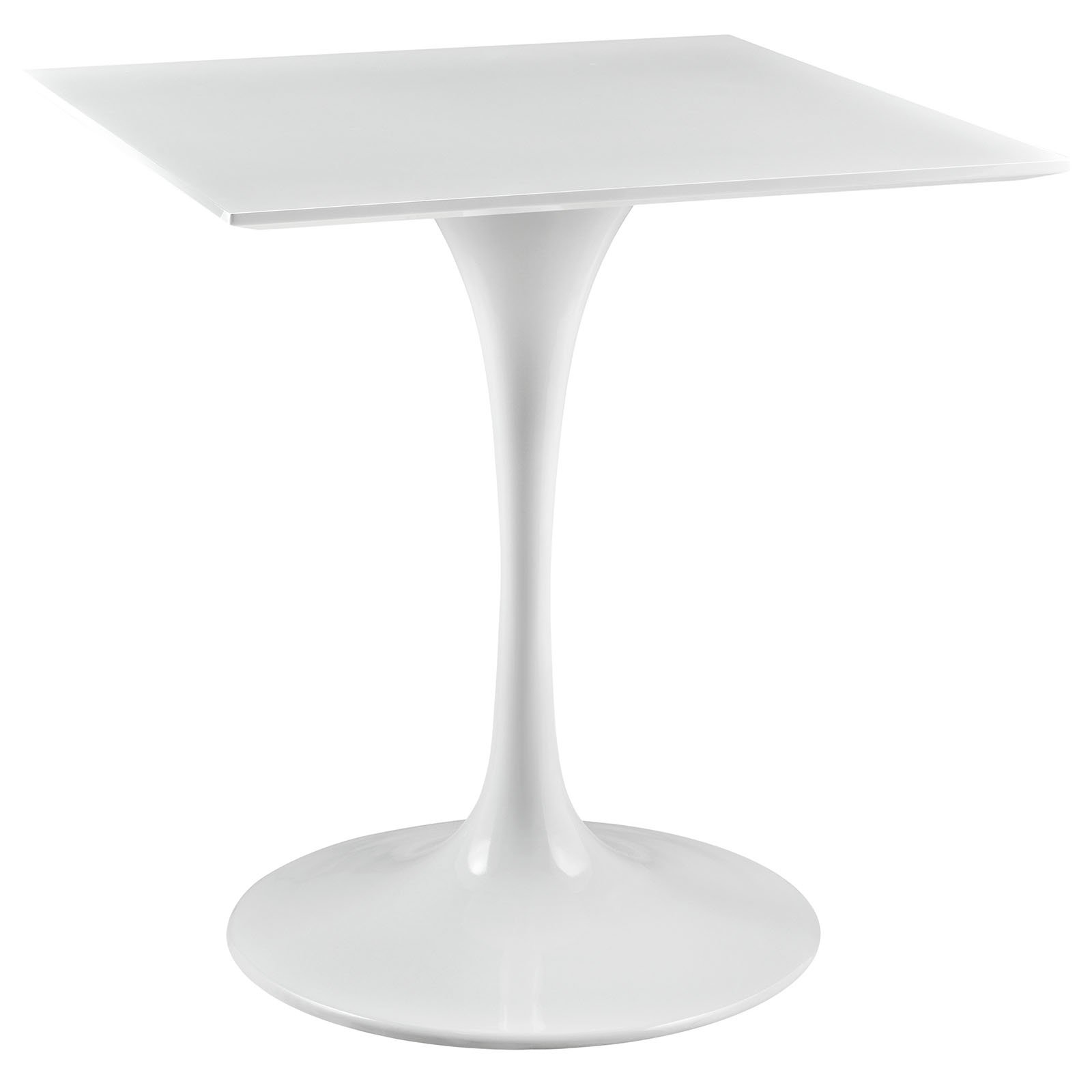 Saarinen Tulip Style 28 Inch Square White Dining Table - Modern Minimalist Kitchen & Dining Room Furniture for Small Spaces