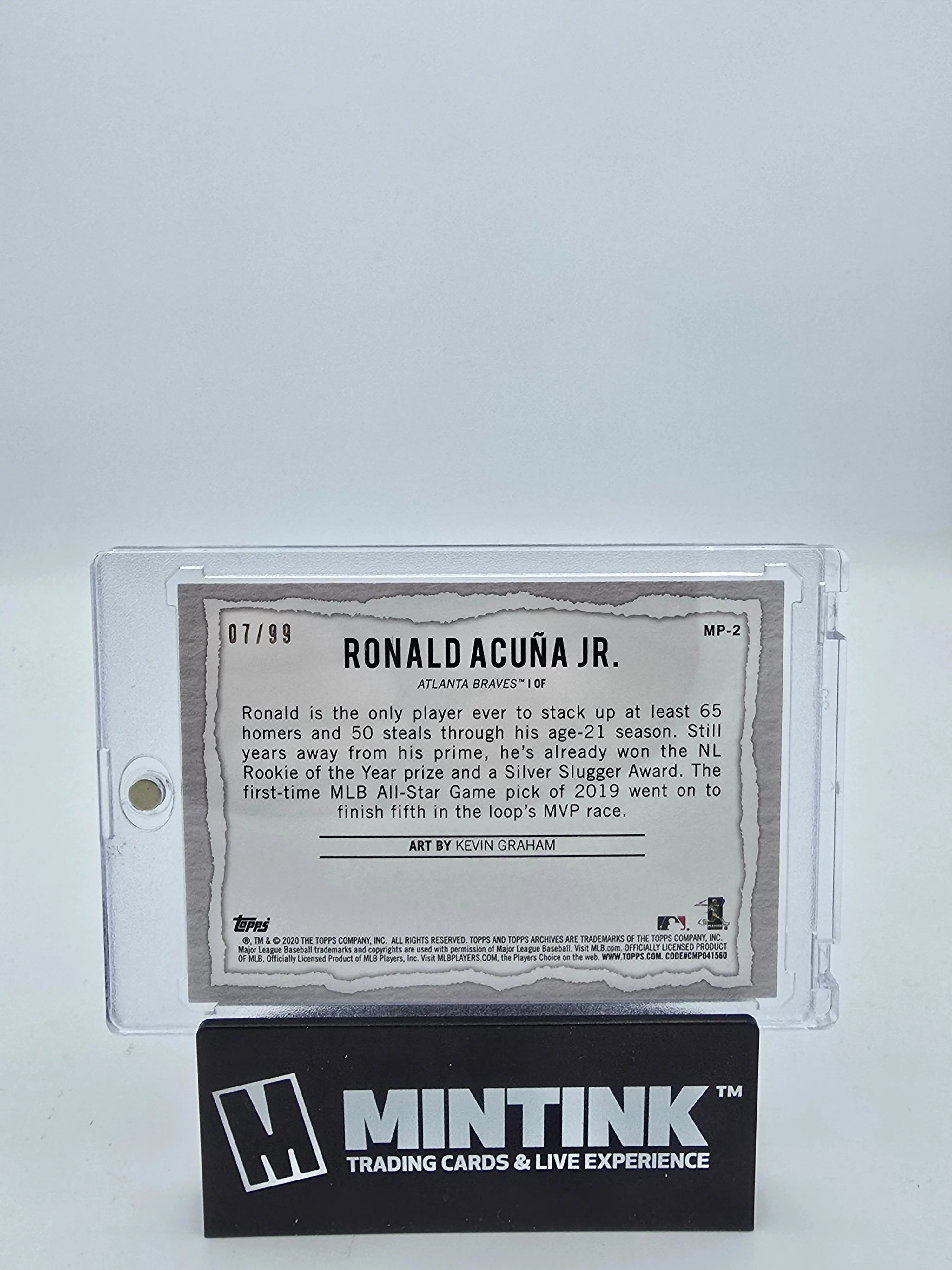 2020 Topps Baseball Ronald Acuna Jr. Blue Modern Artists Trading Card by Kevin Graham /99 #MP2 - Perfect for Baseball Card Collectors and Sports Memorabilia Enthusiasts