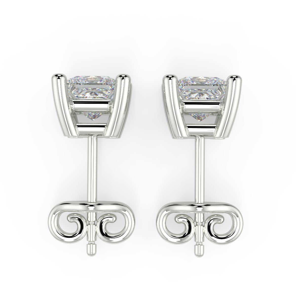 1.01 Carat Lab Grown Princess Cut Diamond Stud Earrings in 18K White Gold - F Color VS2 Clarity | Perfect for Weddings, Anniversaries & Special Occasions
