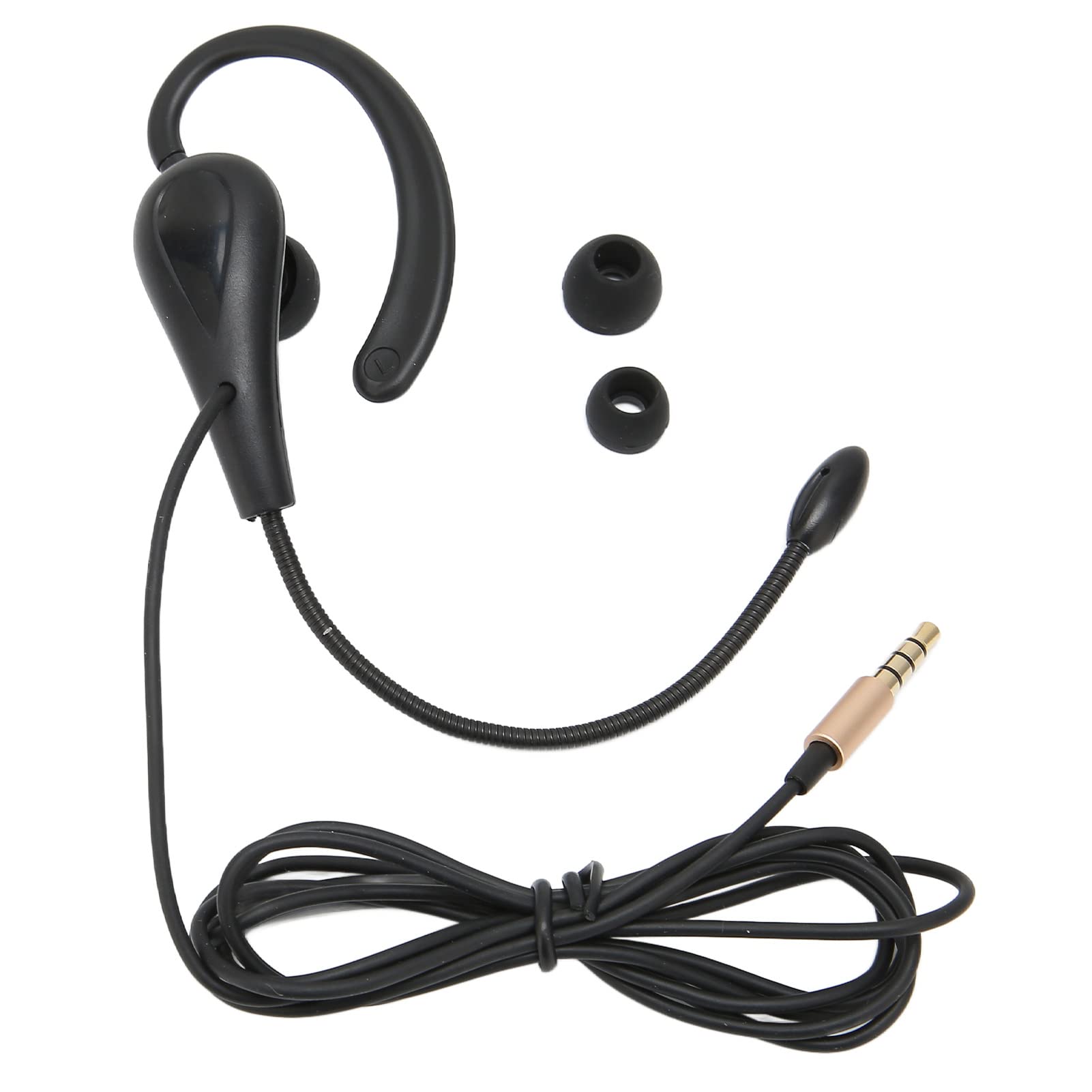 Professional Call Center Headset with Microphone - 3.5mm Single Ear Headphone for Customer Service, Laptops & Mobile Phones - Comfortable Ear Hook Design for Long Work Hours - Perfect for Office, Remote Work & Telemarketing