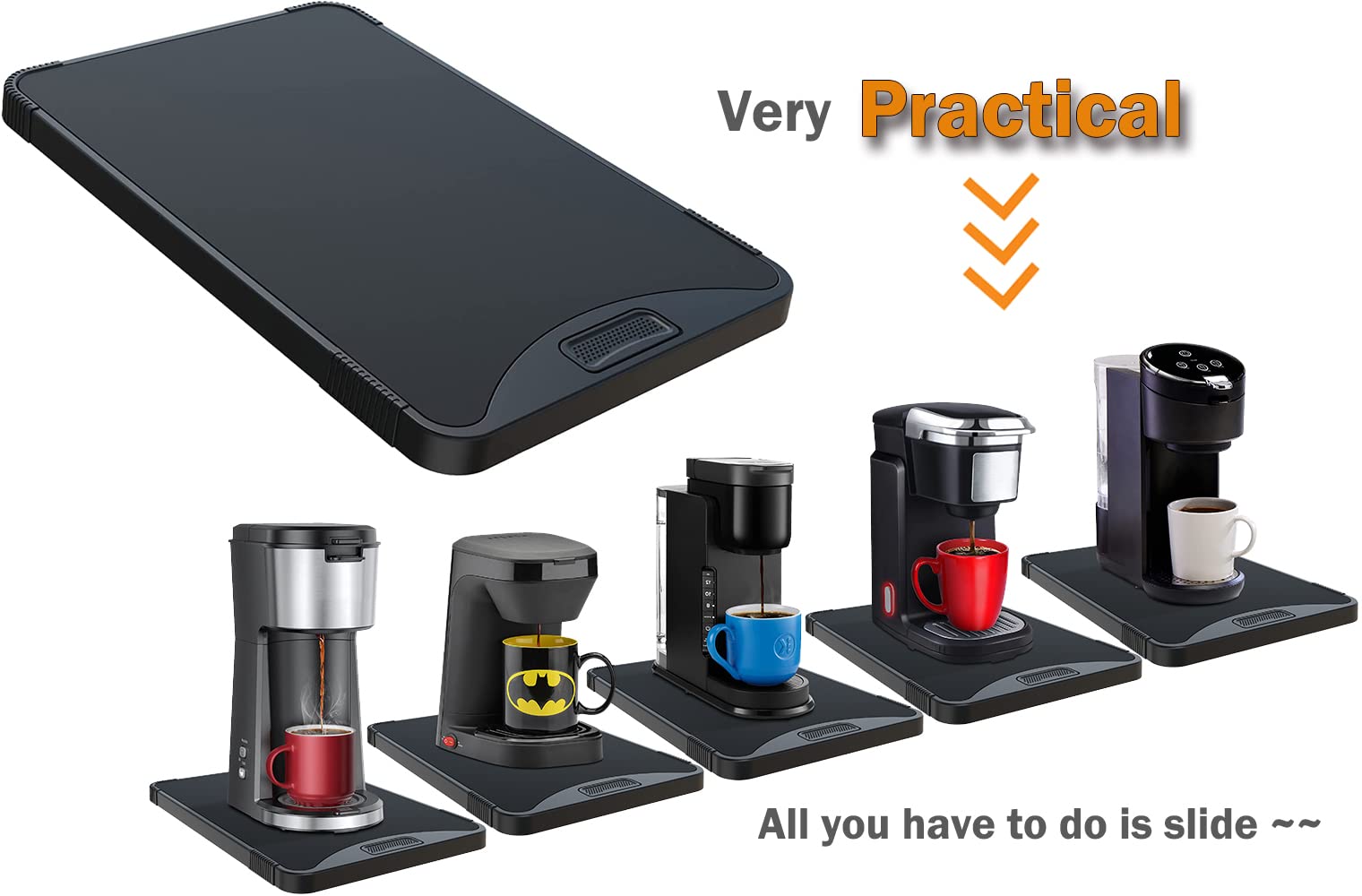ARGOMAX Appliance Rolling Tray - 10.3''W × 15.3''D Sliding Coffee Maker Tray & Pull Out Organizer for Keurig, Nespresso, Air Fryers - Perfect for Kitchen Counter Space Saving & Appliance Organization