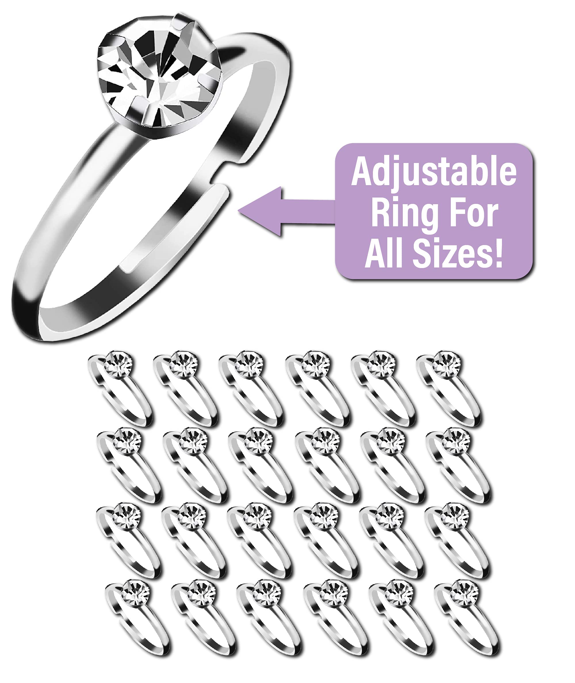 Bridal Shower Games - Fun 'Put a Ring on It' Party Game Set with 24 Fake Rings for Bachelorette Parties & Wedding Showers