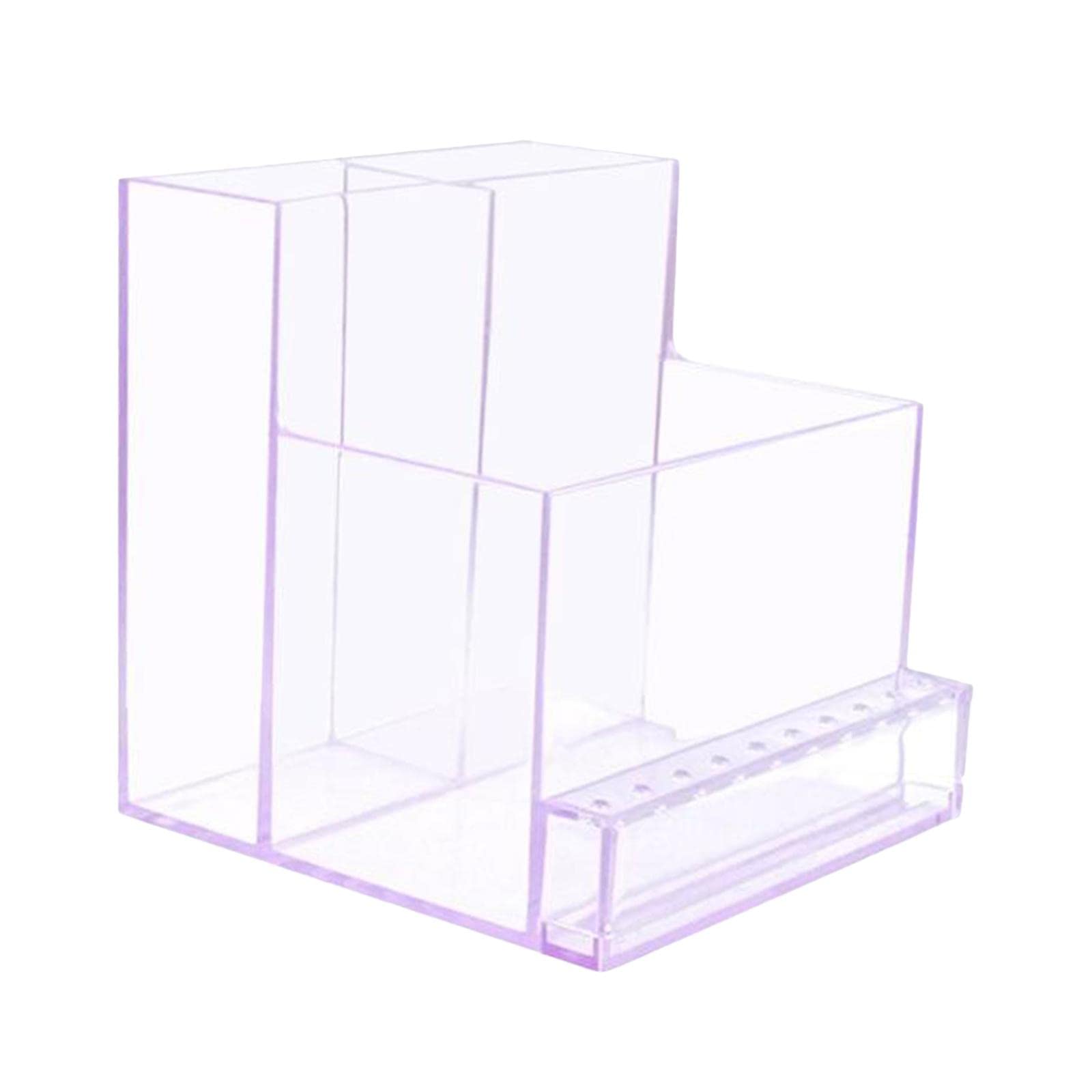 LOSA 3 Row 10 Hole Nail Drill Bit Holder - Clear Purple Acrylic Manicure Tool Organizer for Nail Salon & Home Nail Art Storage | Perfect for Nail Technicians & DIY Enthusiasts