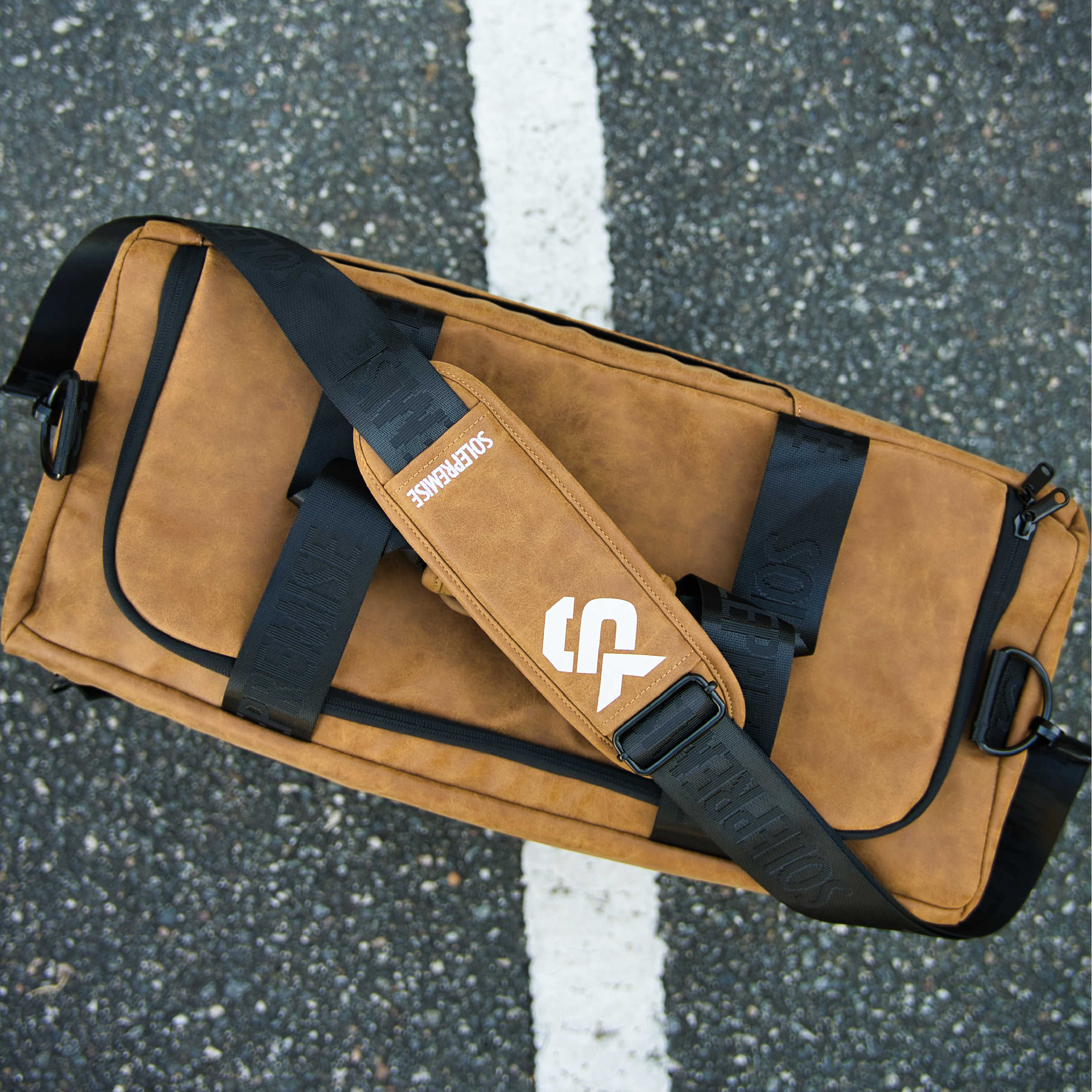 Premium Brown Leather Sneaker Duffle Bag for Men & Women - Stylish Gym & Travel Duffel Bag for Sports, Workout, Weekend Trips & Outdoor Adventures