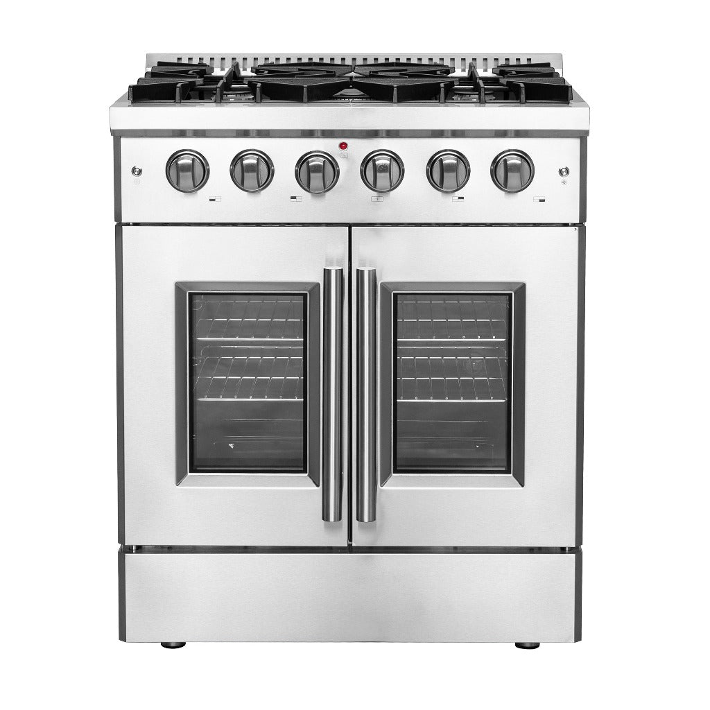 Forno Galiano 30-inch 4.32 cu ft Freestanding Gas Range with French Doors - Stainless Steel (FFSGS6444 30) - Perfect for Modern Kitchens & Professional Cooking