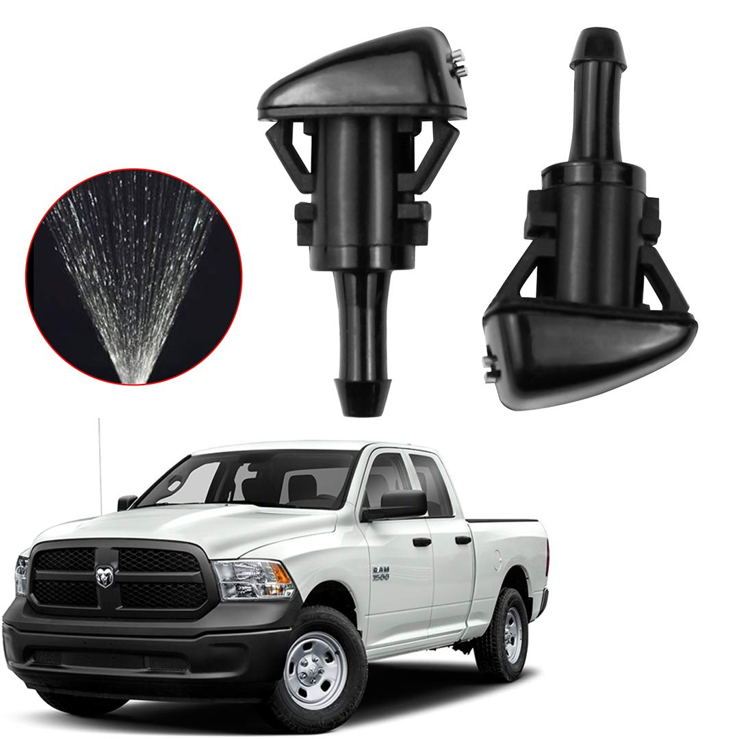 Windshield Washer Nozzle Replacement for Chrysler Dodge RAM Jeep - Direct Fit Adjustable Mist Spray - Compatible with 5303833AA, 5116088AA, 5160308AA, 68024312AB - Perfect for All-Weather Windshield Cleaning & Maintenance