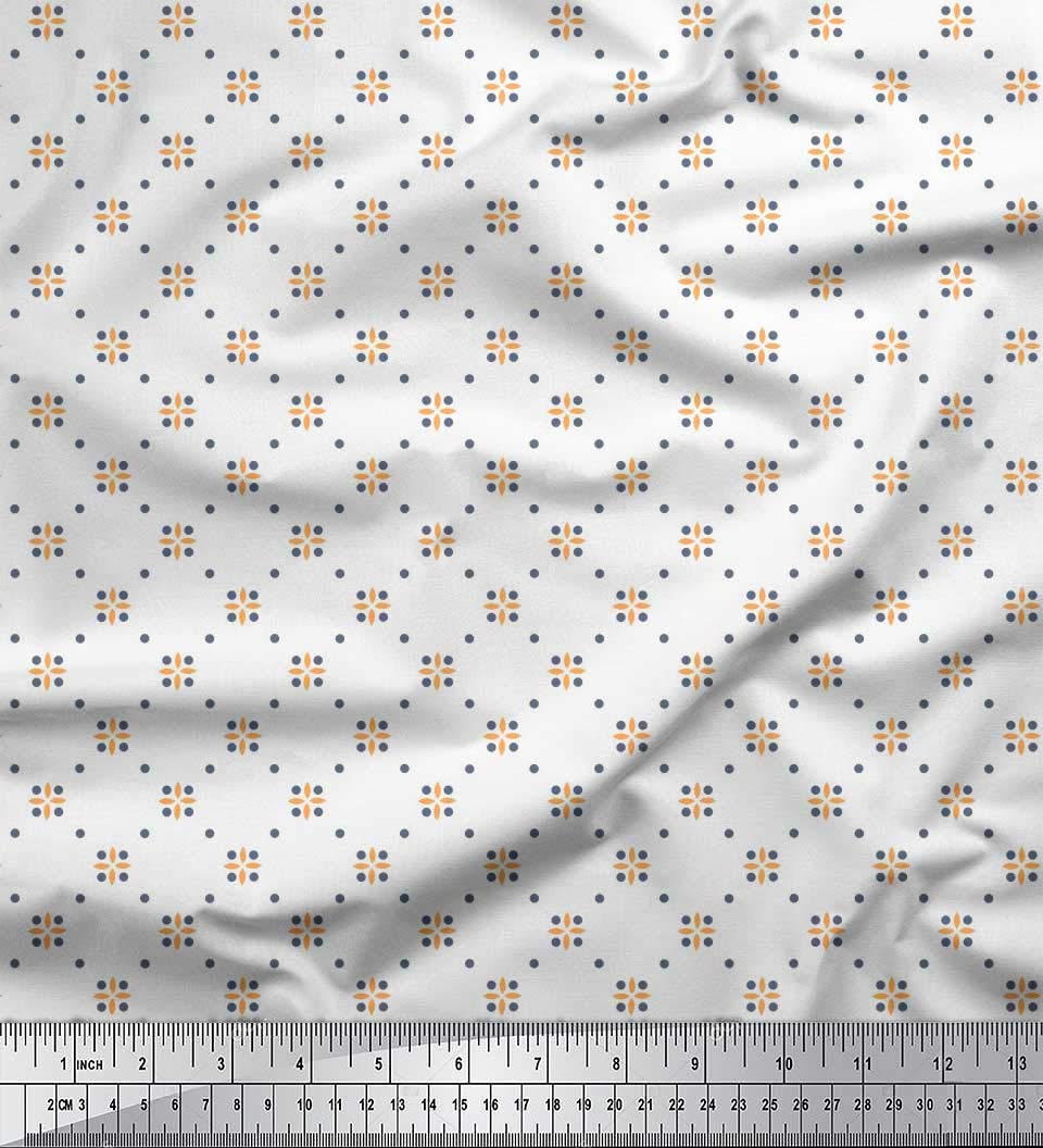 Soimoi Moss Georgette Brown Fabric by The Yard - 42 Inch Wide Dot & Floral Print Chiffon Material for Dresses, Scarves & DIY Crafts - Lightweight Soft Fabric for Sewing Projects & Home Decor