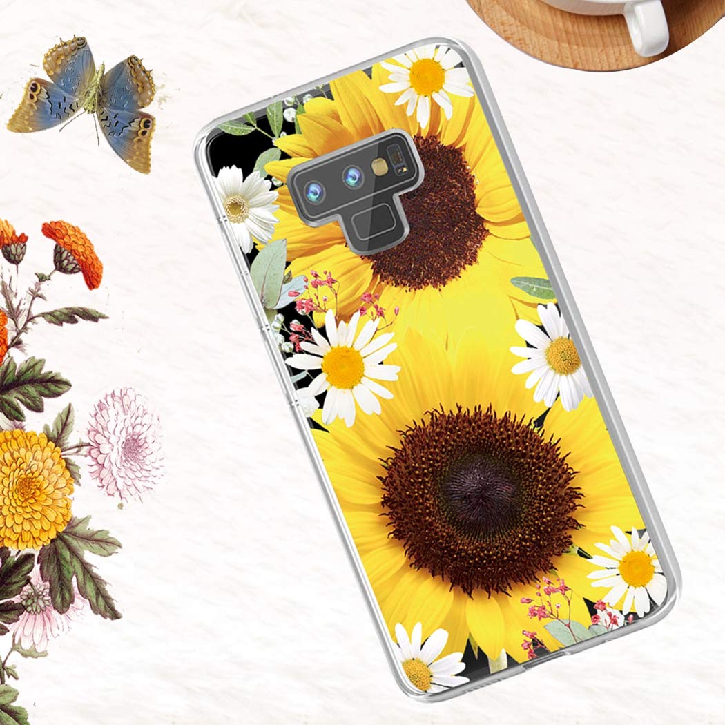 Samsung Galaxy Note 9 Phone Case - Clear Soft TPU Shockproof Protective Cover for Women & Girls | Trendy Sunflower Design | Perfect for Everyday Use, Work & Travel Protection