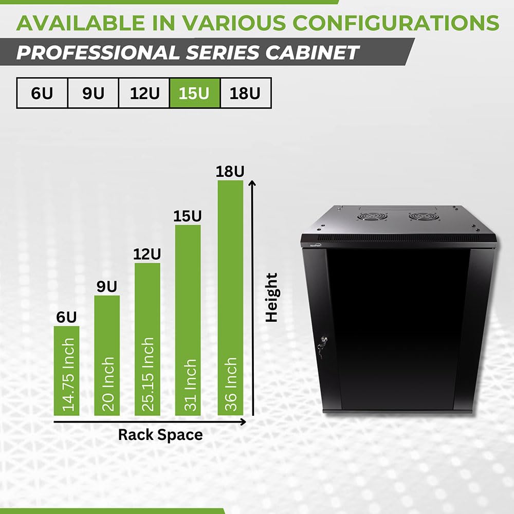 NavePoint 15U Wall Mount Server Rack Cabinet - 17.7
