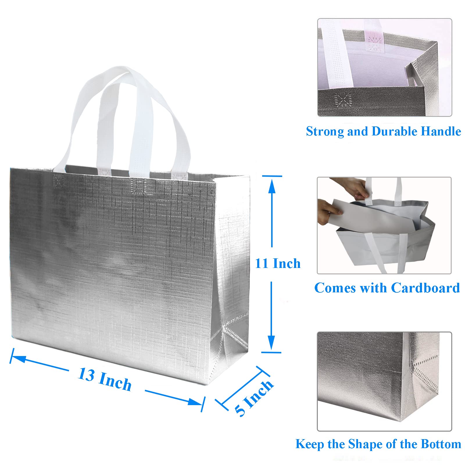 HUANN Rose Gold Bachelorette Party Gift Bags - Large Glossy Reusable Non-Woven Tote Bags for Bridal Shower, Wedding Favors & Girls Night Out