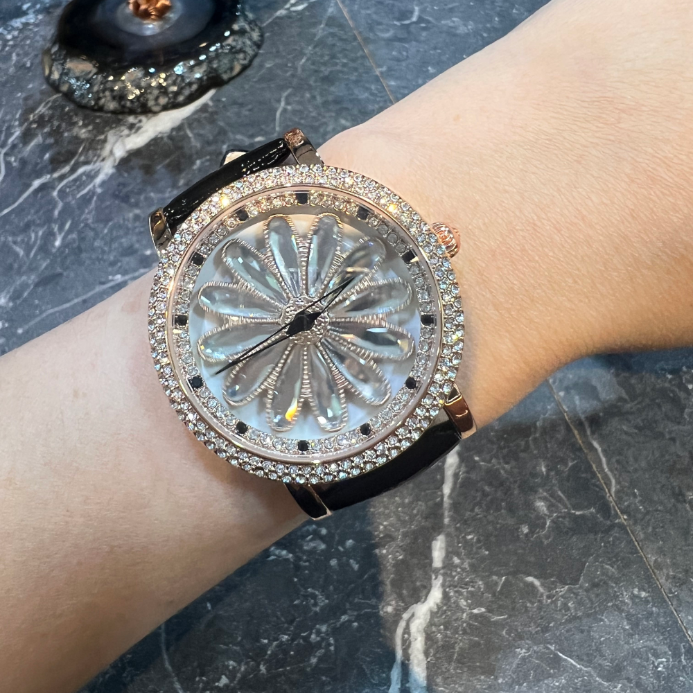 AG Collective Women's Black Leather Strap Watch L 5048 RGBK RG - Elegant Timepiece for Office, Party & Everyday Wear