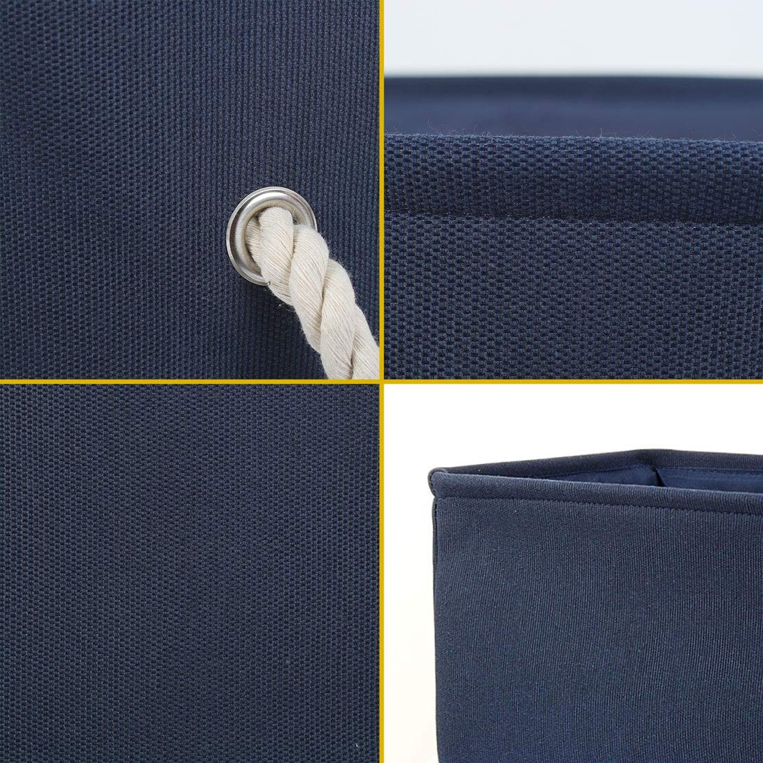 uxcell Collapsible Fabric Storage Basket - 50L Dark Blue Linen & EVA Organizer with Dual Handles | Space-Saving Solution for Bedroom, Office, Closet, Nursery & Laundry Room Organization