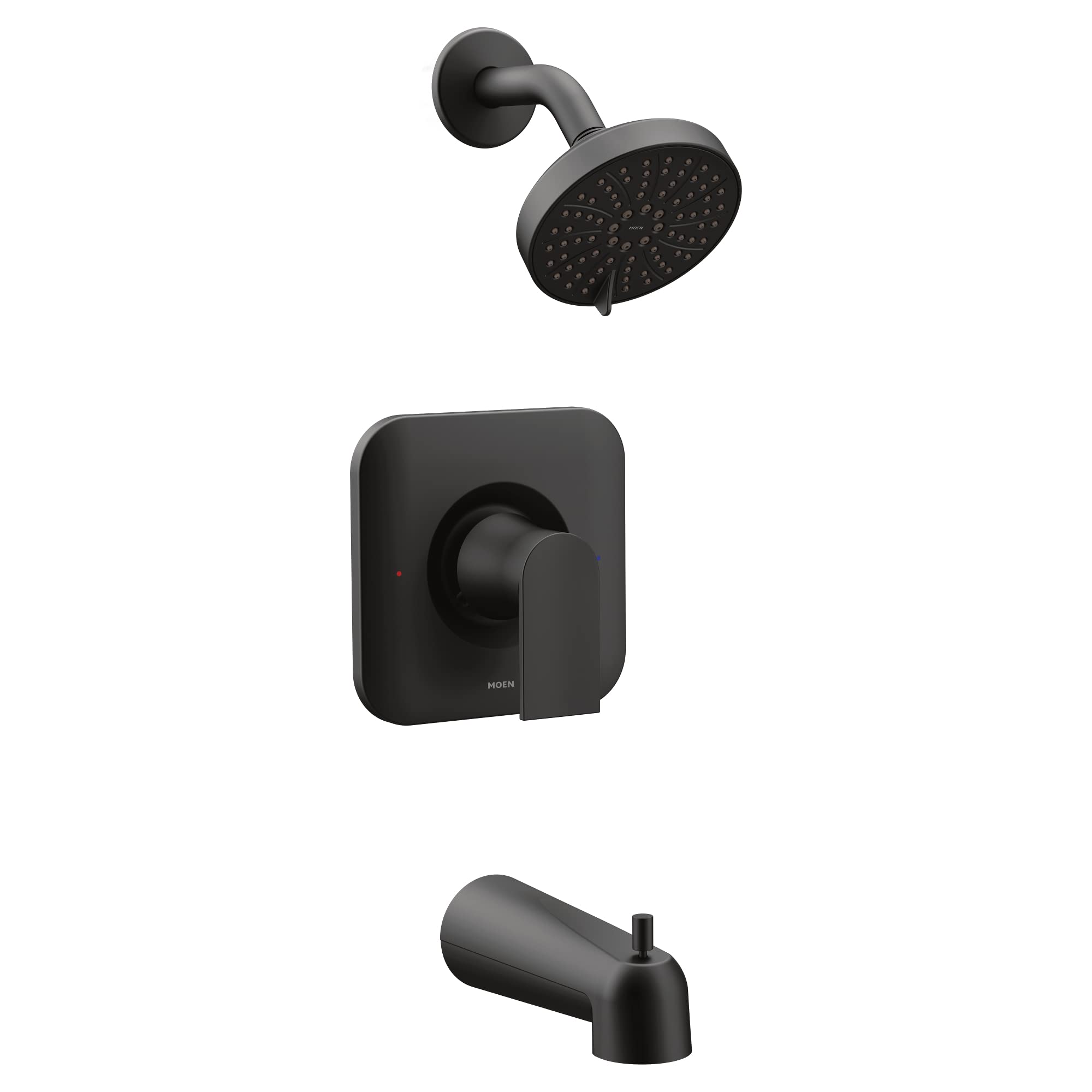 Moen T2473EPBL Genta Posi-Temp Pressure Balancing Eco-Performance Modern Tub and Shower Trim in Matte Black - Includes Valve & Westbrass Tip Toe Tub Trim Set with Two-Hole Overflow Faceplate - Perfect for Bathroom Renovation and Modern Home Decor