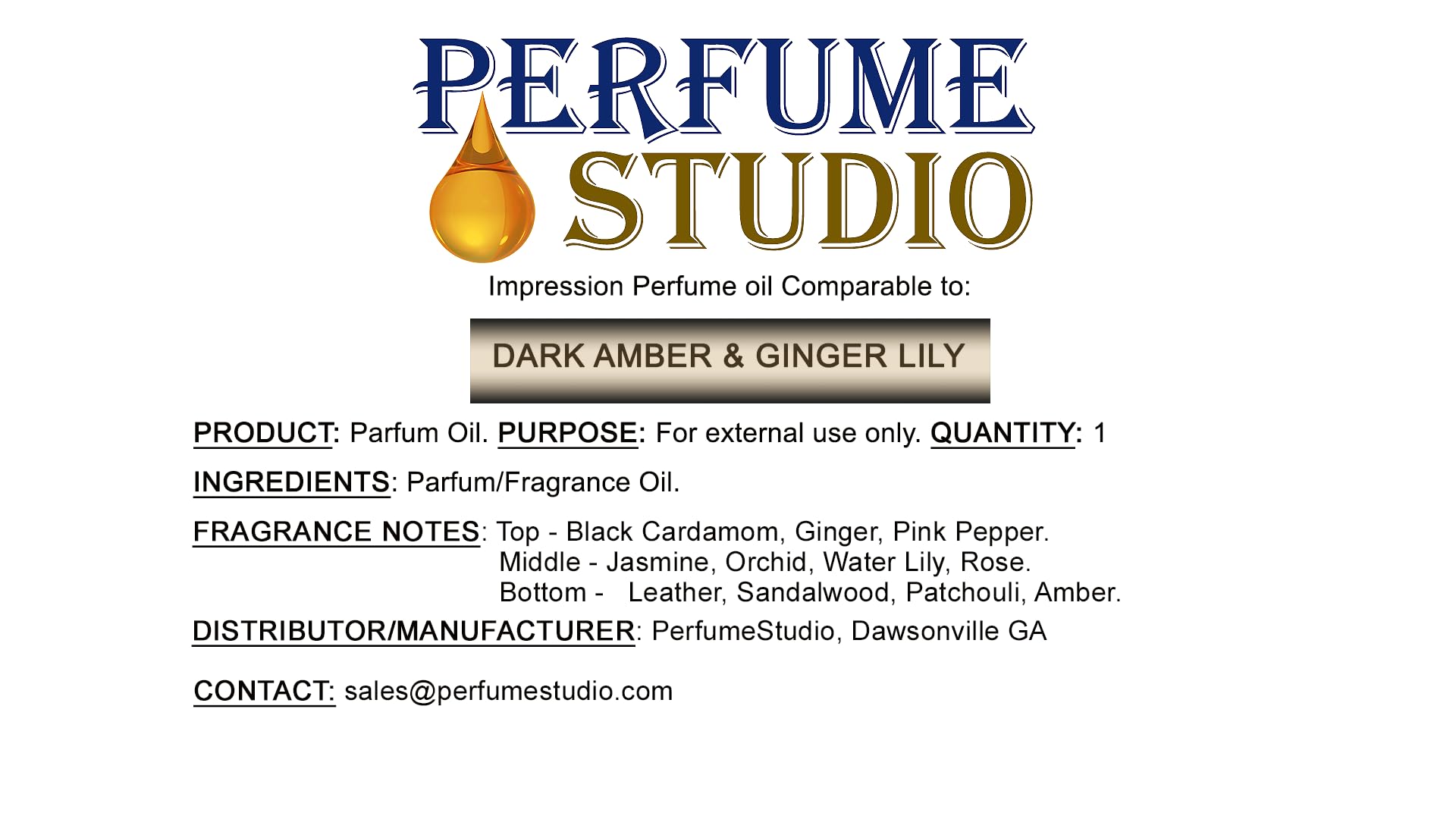 Premium Fragrance Oil for Soap Making, Candle Making & DIY Perfumes - 12ml Dark Amber & Ginger Lily Scented Oil for Oil Burners, Air Fresheners, Body Mists & Skincare - Pure Parfum for Home, Spa & Aromatherapy Use