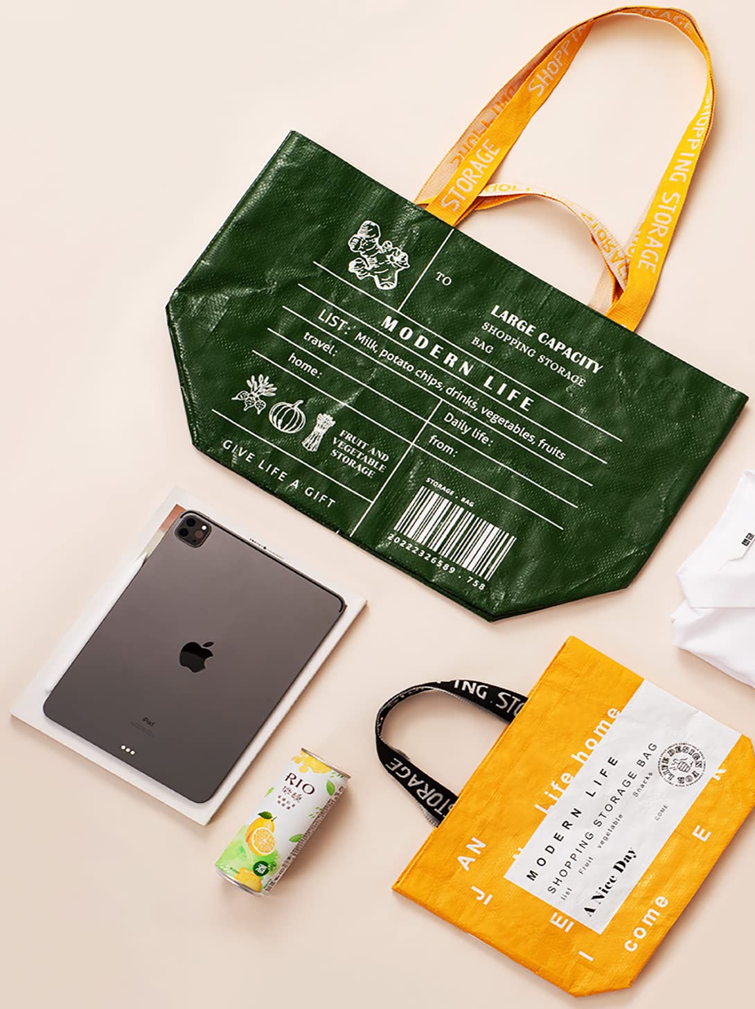 Eco-Friendly Reusable Grocery Bags for Shopping - Foldable & Durable Tote Bags for Groceries, Food, and Market Trips | Perfect for Grocery Hauling, Farmers Markets, and Sustainable Living
