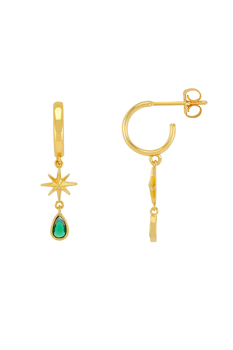 North Star CZ Hoop Earrings - Sparkling Cubic Zirconia Stud Earrings for Women | Perfect for Parties, Weddings & Everyday Elegance