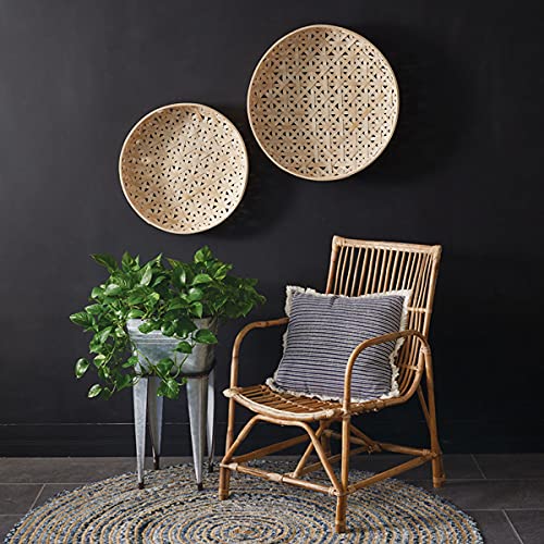 Set of 2 Bohemian Tobacco Baskets for Wall Decor | Handwoven Natural Fiber Storage Baskets for Home Organization, Bathroom, Bedroom & Living Room