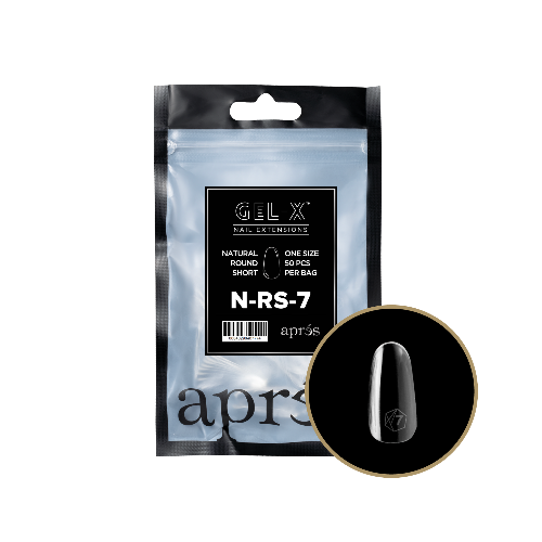 Apres Gel X Refill Tips 2.0 - 50pcs Natural Short Round Fake Nails for Manicure - Perfect for DIY Nail Art, Salon & Home Use