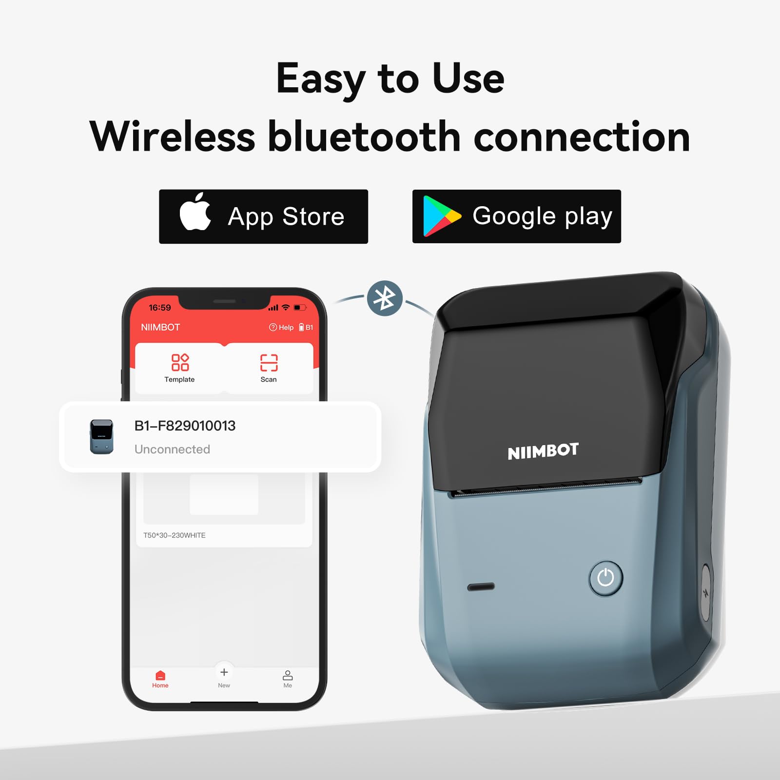 NIIMBOT B1 Portable Label Maker Machine with Tape - 2 Inch Sticker Printer for Home, School & Small Business - Compatible with iPhone, Android & PC (Blue) - Organize Files, Pantry & Office Supplies