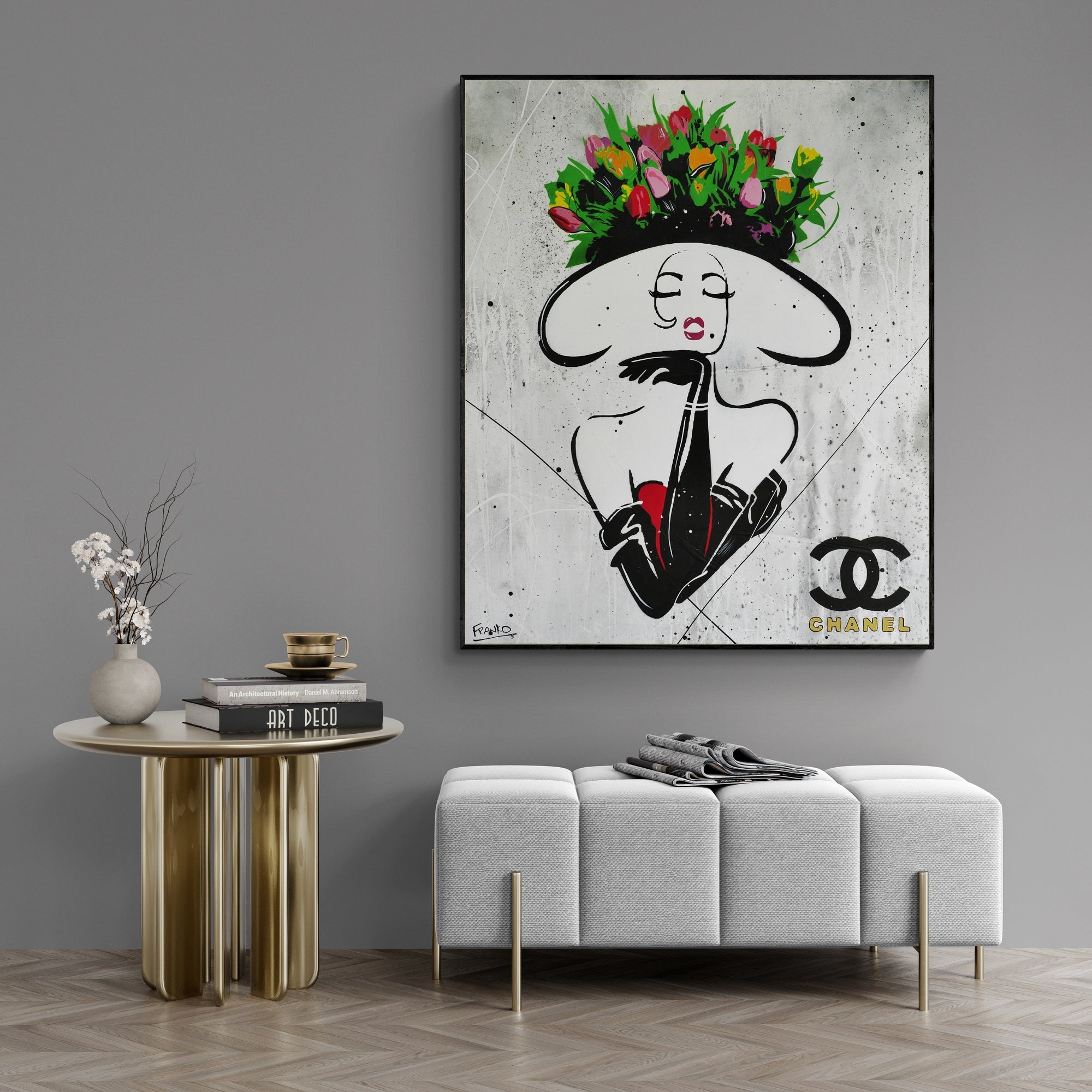 100cm x 120cm Blushing Textured Urban Pop Art Canvas Painting - Modern Home Decor for Living Room, Bedroom & Office Wall Art