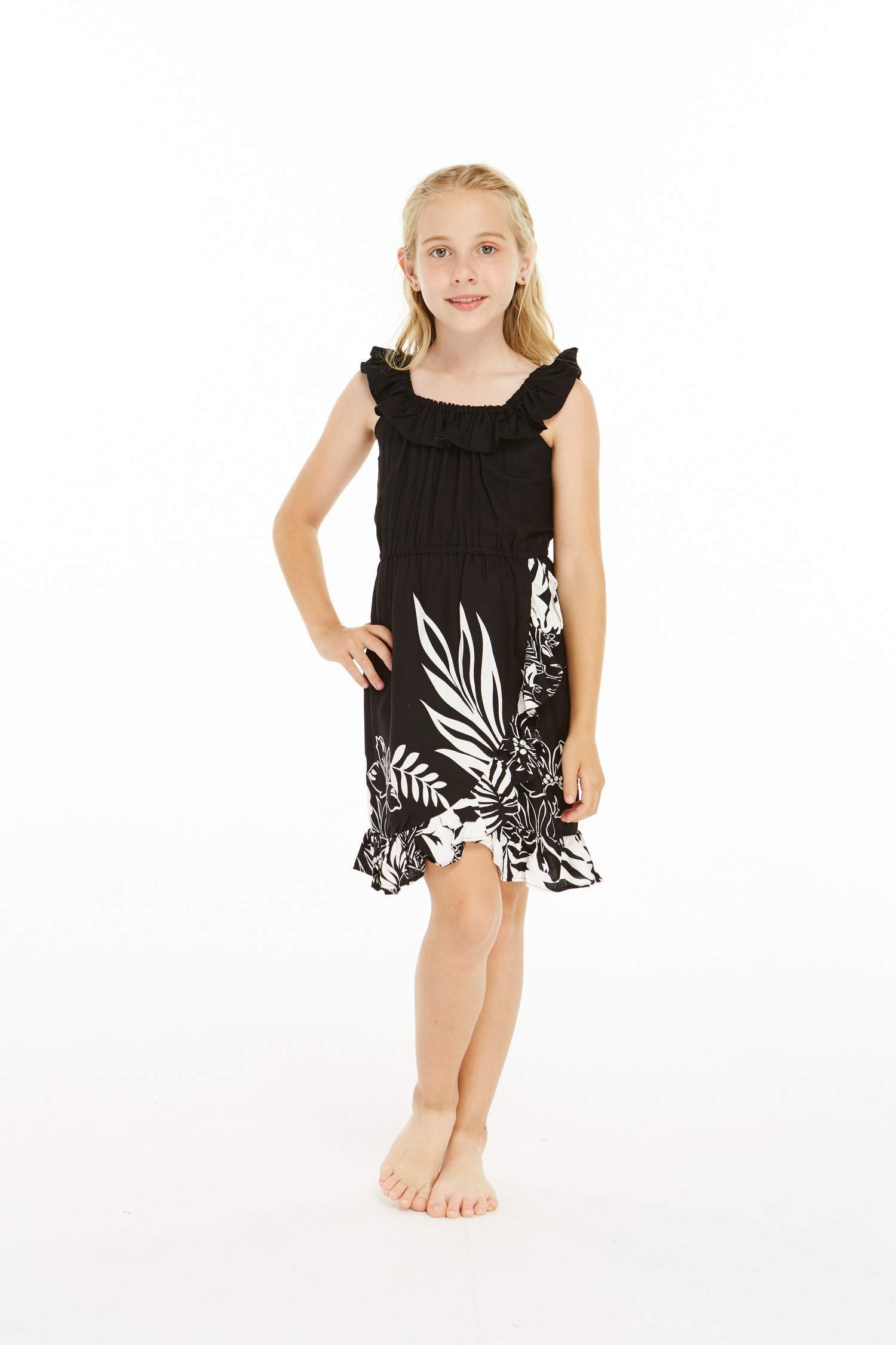 Girl's Ruffle Wrap Hawaiian Luau Dress - Beach Party & Vacation Wear