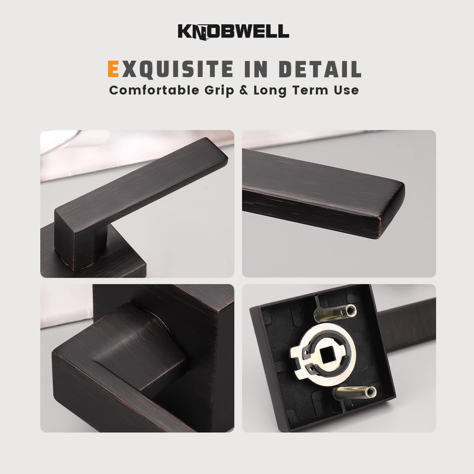 KNOBWELL 10 Pack Heavy Duty Interior Door Handles - Right/Left Hand Single Sided Dummy Lever for Closet & Cabinet Doors in Oil Rubbed Bronze (0.93 lb, One Side Use) - Perfect for Bedrooms, Bathrooms & Storage Spaces