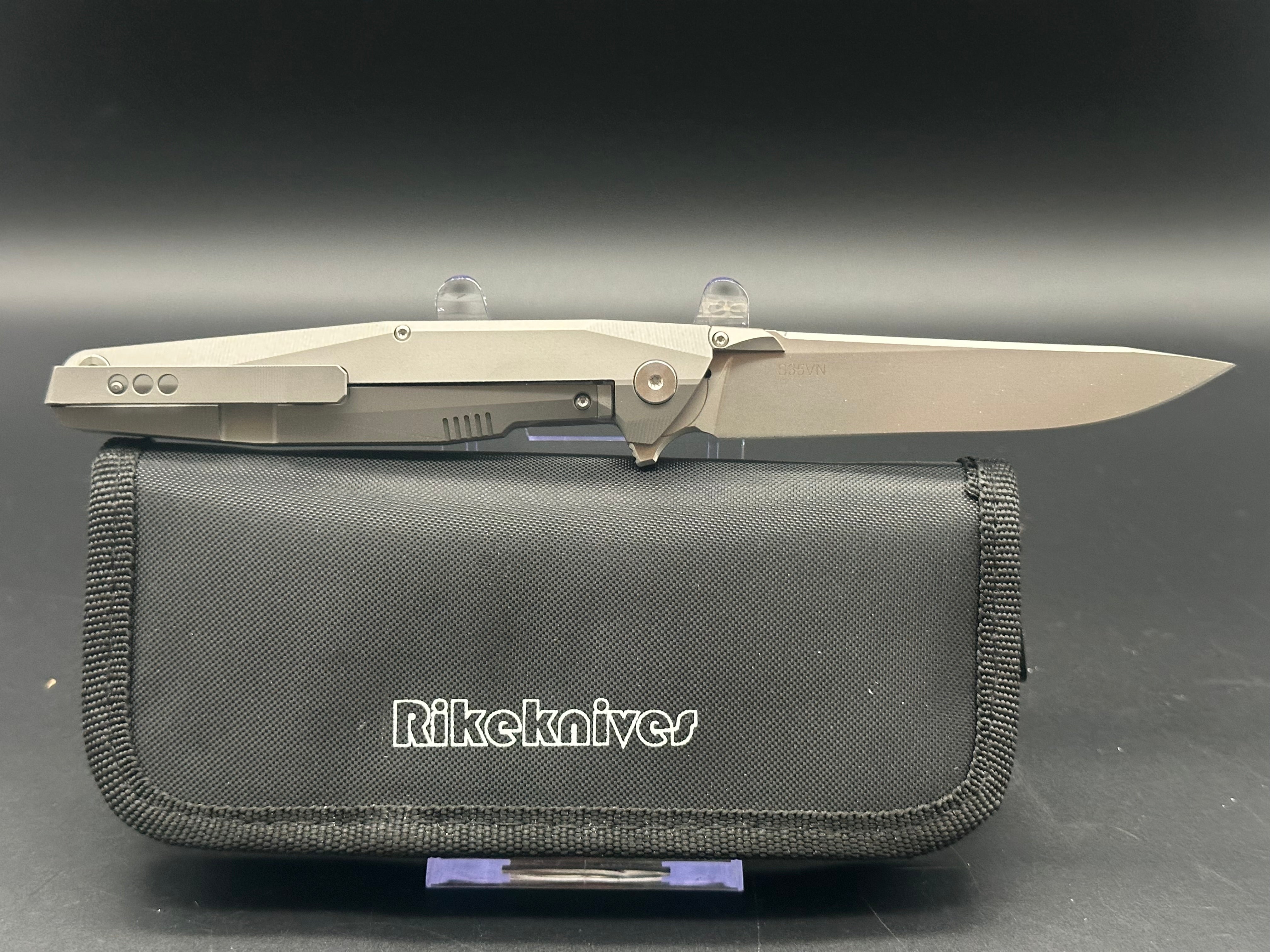 Rike Knife 1507S Kwaiken Flipper Plain Titanium Folding Pocket Knife - 3.75