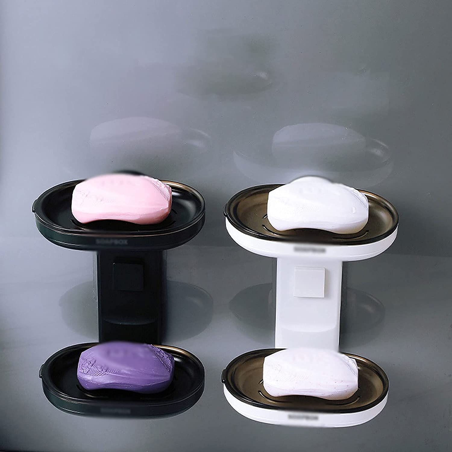 **Double-Deck Rotating Soap Dish Holder - Hollow Drain Design, Punch-Free Bathroom Storage Box for Shower & Sink (Color: C) - Perfect for Small Spaces & Travel**