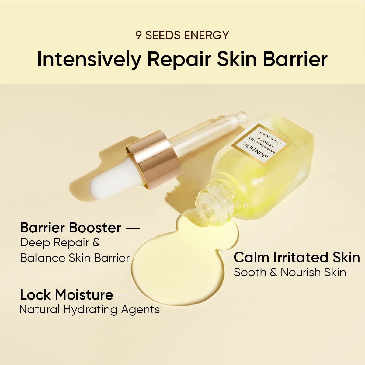 Barrier Booster Facial Oil 10ml - Lightweight Moisturizing Oil for Face, Hair & Skin | Non-Greasy Essential Oil Blend with Aromatic Benefits | Perfect for Daily Hydration, Massage & Self-Care Rituals