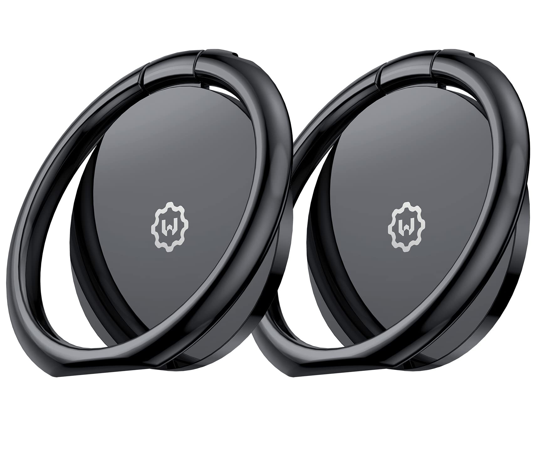 WixGear 2 Pack Universal Magnetic Phone Ring Holder with Kickstand, Finger Grip for All Phones, Compatible with Magnetic Car Mounts - Perfect for Driving, Watching Videos, and Taking Selfies (Black)