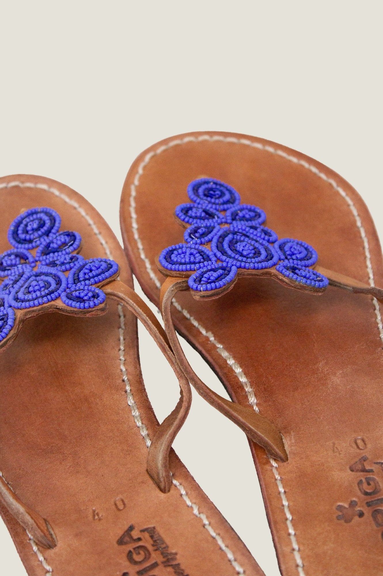 Mia Full Beaded Sandals for Women - Navy/Cobalt Blue Bohemian Beach Wedding Shoes | Perfect for Summer Vacations, Bridal Showers & Outdoor Parties