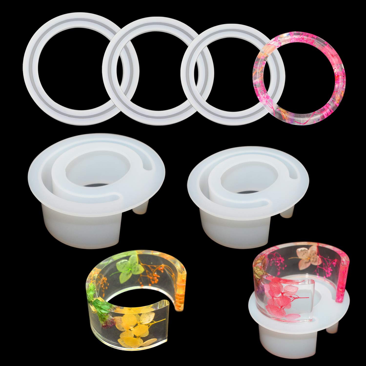 6-Piece Large Resin Casting Molds Set - Bracelet & Bangle Jewelry Making Kit with Open Cuff C Font Design - Perfect for DIY Handmade Jewelry, Craft Projects & Gift Making