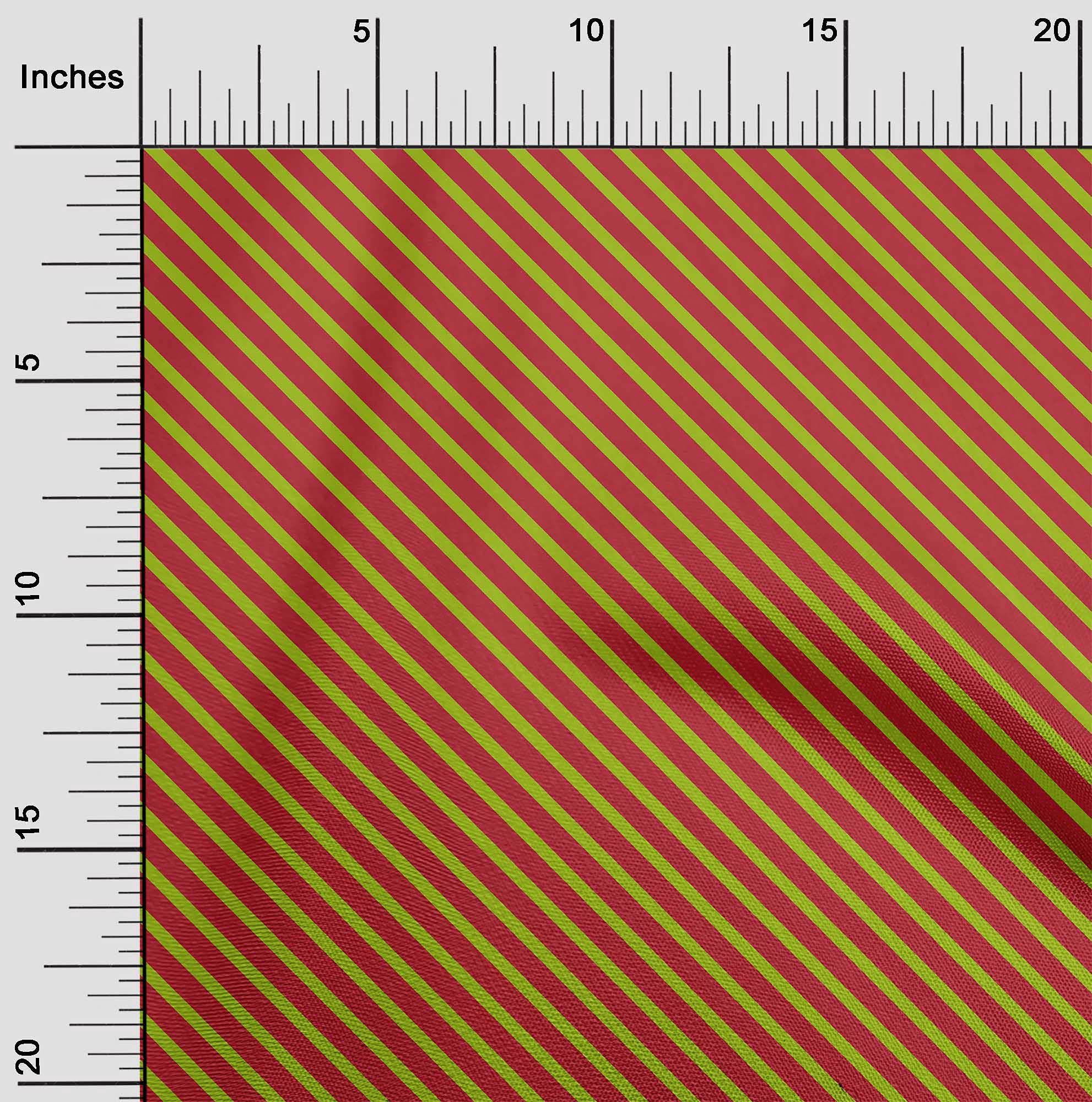 oneOone Rayon Red Fabric with Stripes - 56 Inch Wide Printed Sewing Fabric by The Yard for DIY Clothing, Dresses, Quilts & Home Decor Projects
