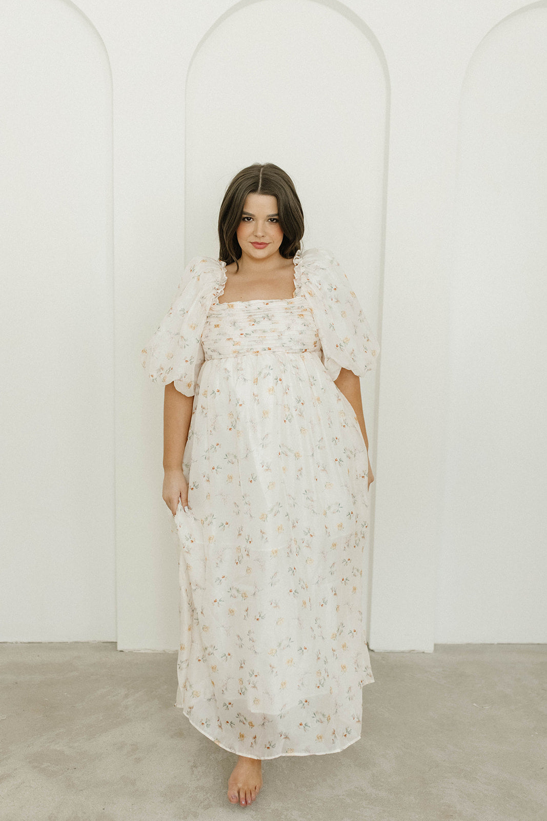 Melody Maxi Dress with Pleats & Bow Detail - Yellow Rose Floral Print | Bump Friendly Maternity Dress | Inclusive Sizing S-3XL | Perfect for Weddings, Baby Showers & Summer Vacations
