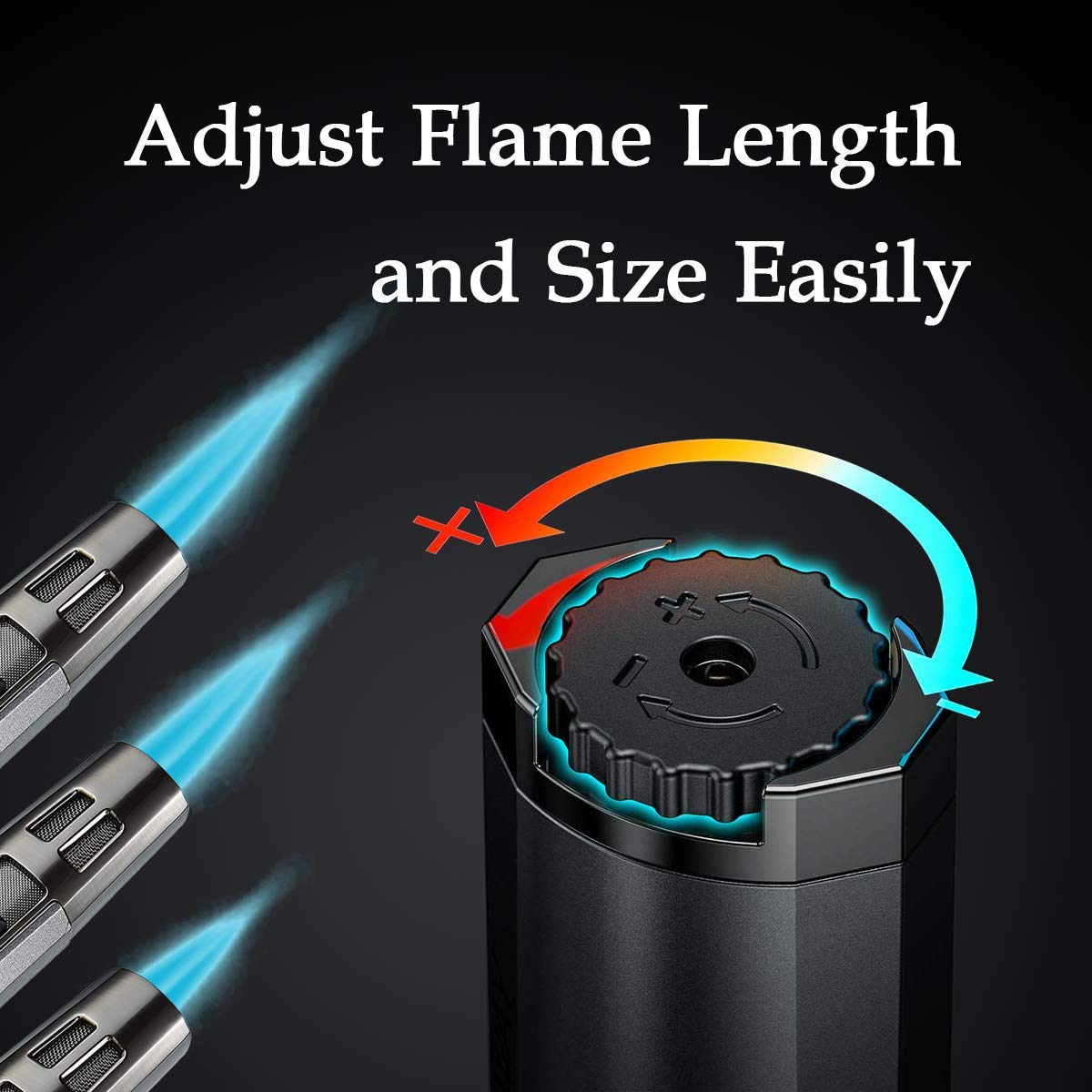Refillable Jet Flame Torch Lighter - Windproof for Candles, BBQ, Camping