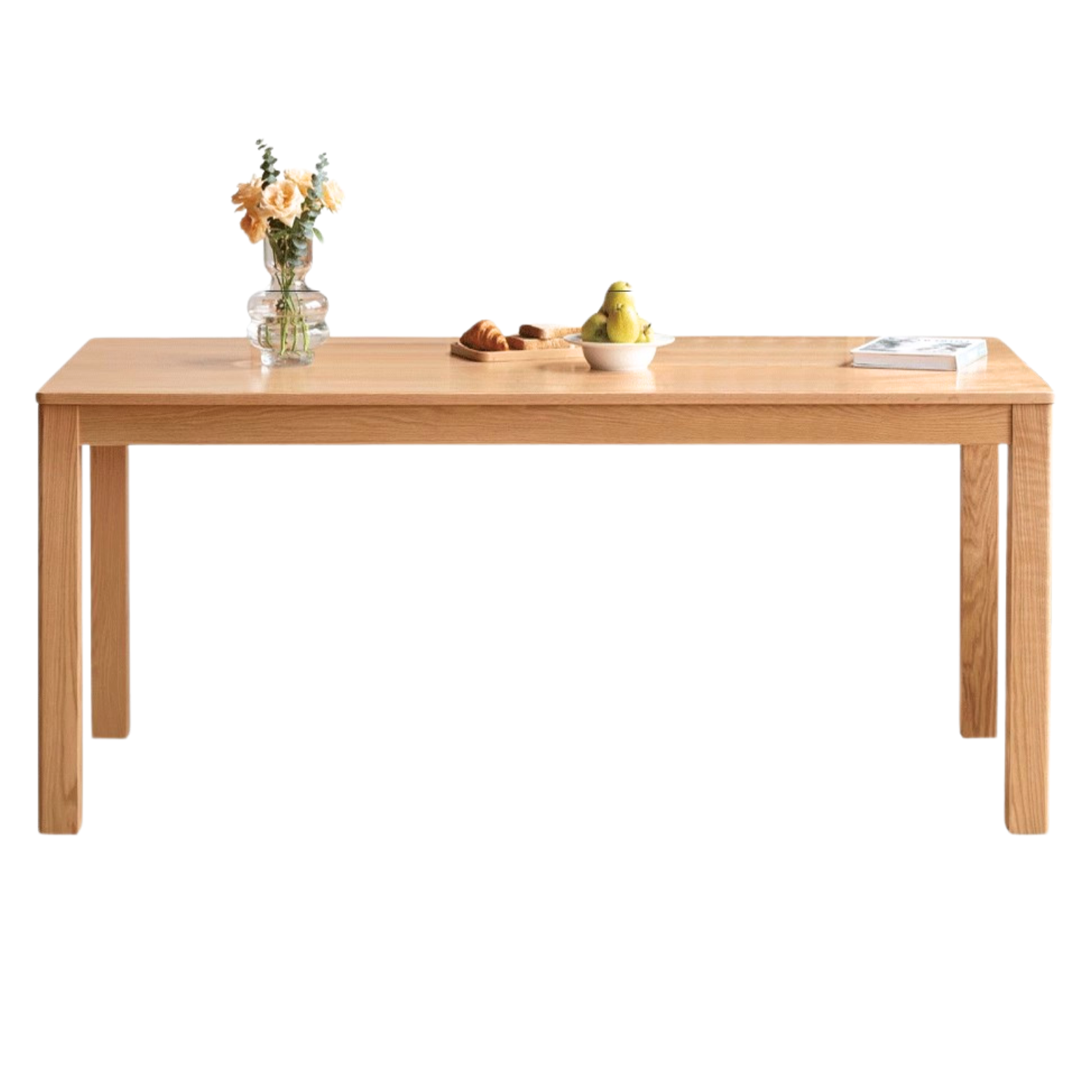 Premium Oak Solid Wood Nordic Dining Table - Modern Scandinavian Style for Kitchen, Dining Room & Small Spaces