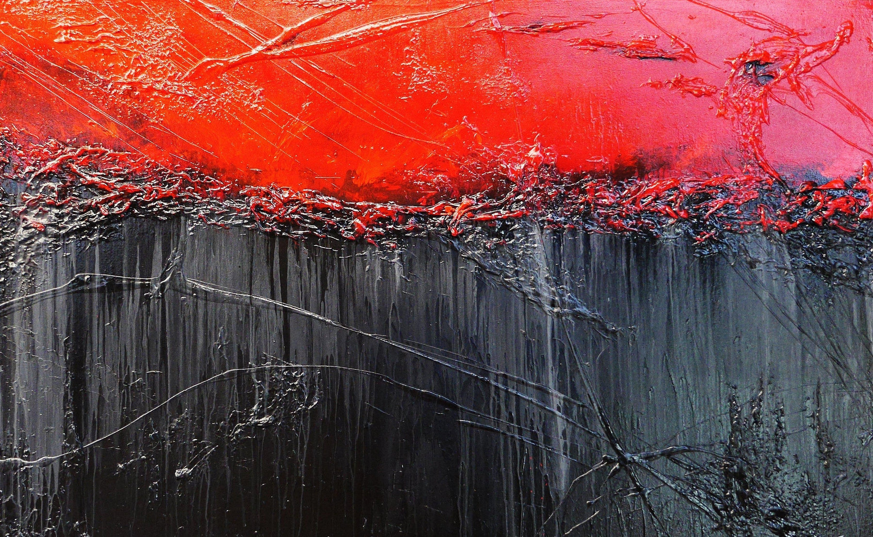 160cm x 100cm Red and Black Textured Abstract Canvas Art - Modern Wall Decor for Living Room, Bedroom & Office