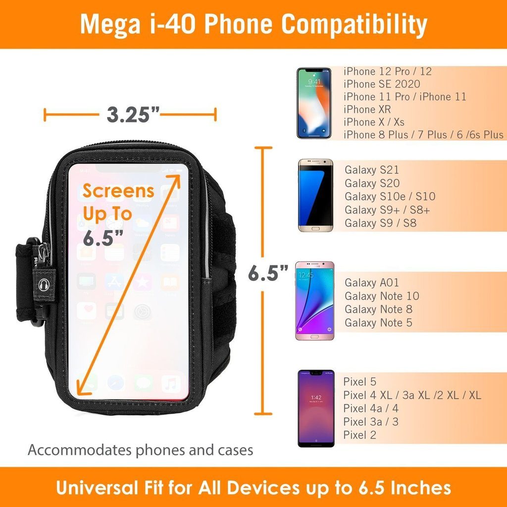 Armpocket Mega i 40 Running Belt - Waterproof Fitness Armband for iPhone 40 with Reflective Stripes (Rainbow Color) | Perfect for Jogging, Hiking & Gym Workouts