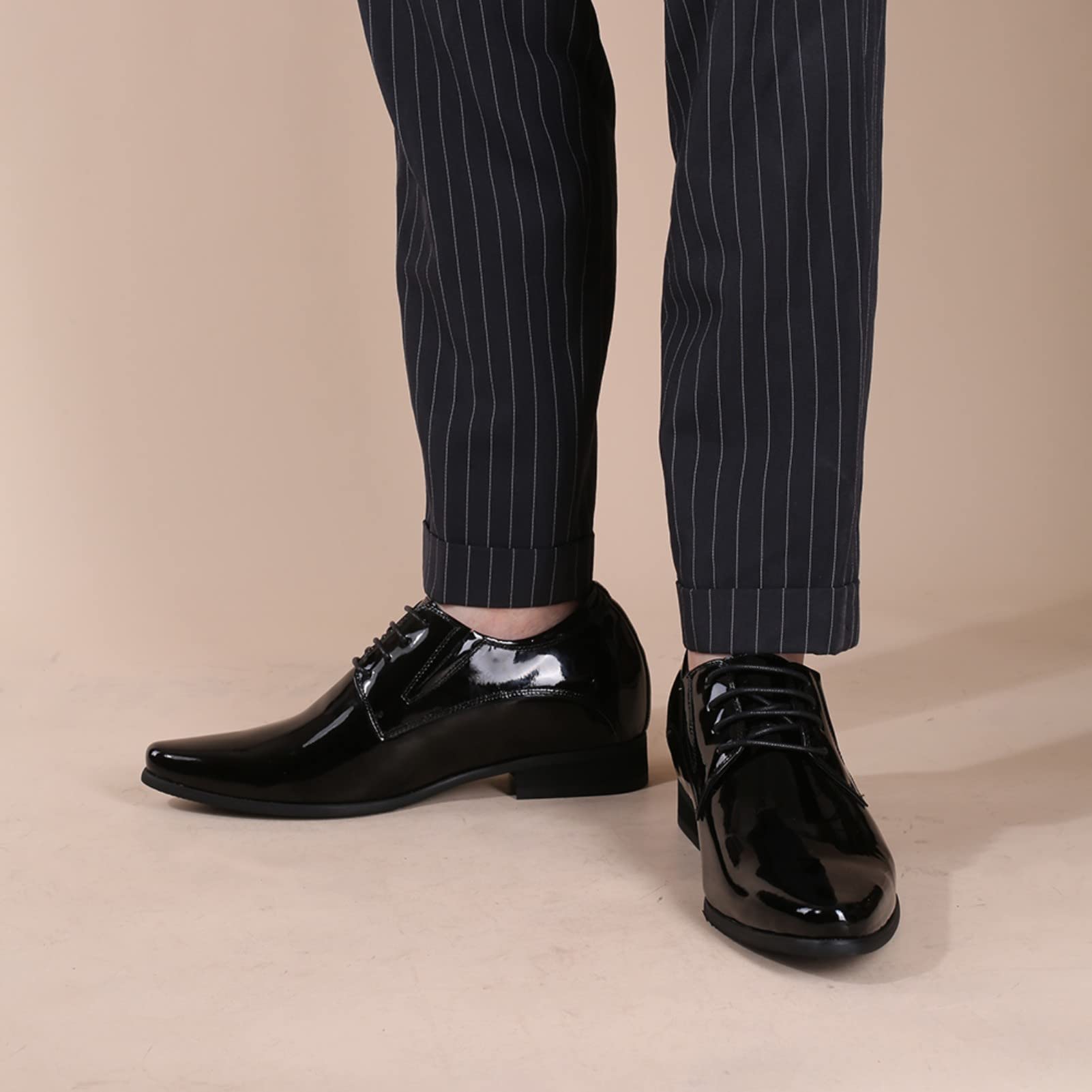 CHAMARIPA Men's Invisible Elevator Shoes – Lace-Up Leather Oxford Dress Shoes for Height Increase | Formal & Tuxedo Wear | Perfect for Business, Weddings & Special Occasions