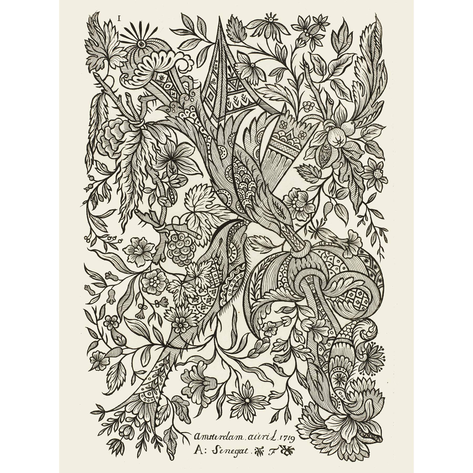 Artery8 Alexander Senegat Textile Design Etching - Large 18x24 Inch Wall Art Poster Print on Premium Thick Paper | Perfect for Living Room, Bedroom & Office Decor