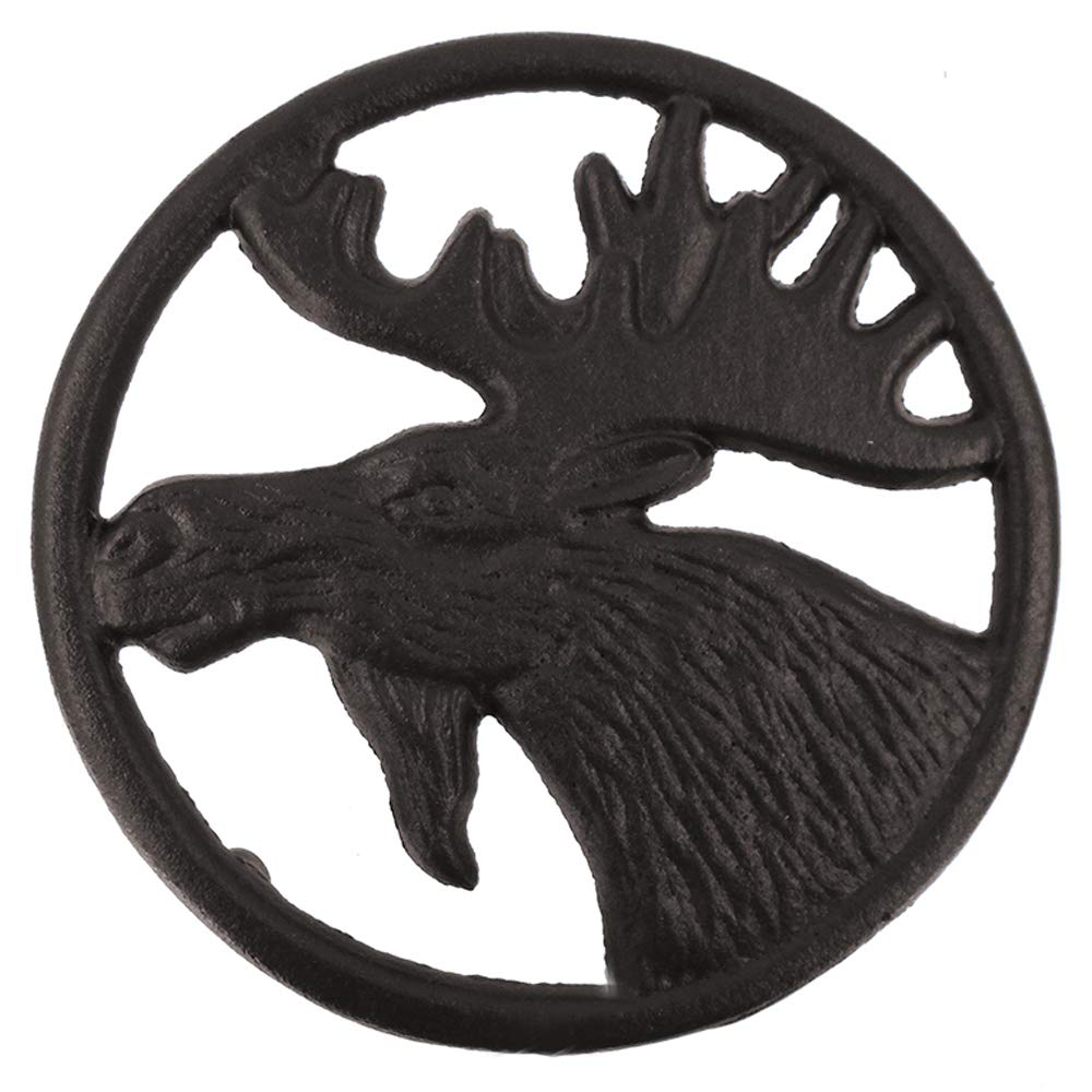 Sturdy Cast Iron Trivet with Moose Design - Heat Resistant Kitchen Decor for Hot Pots & Pans - Perfect for Rustic Cabin, Farmhouse, and Outdoor Cooking