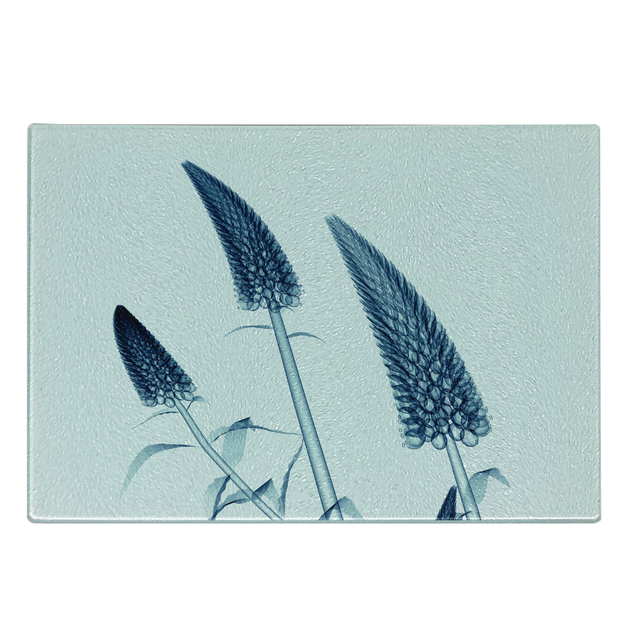 Ambesonne Floral Glass Cutting Board - Gooseneck Loosestrife Flower X-ray Art Print - Decorative Tempered Glass Serving Tray - Small Size Teal & White - Perfect for Cheese Platters, Charcuterie Boards & Kitchen Decor