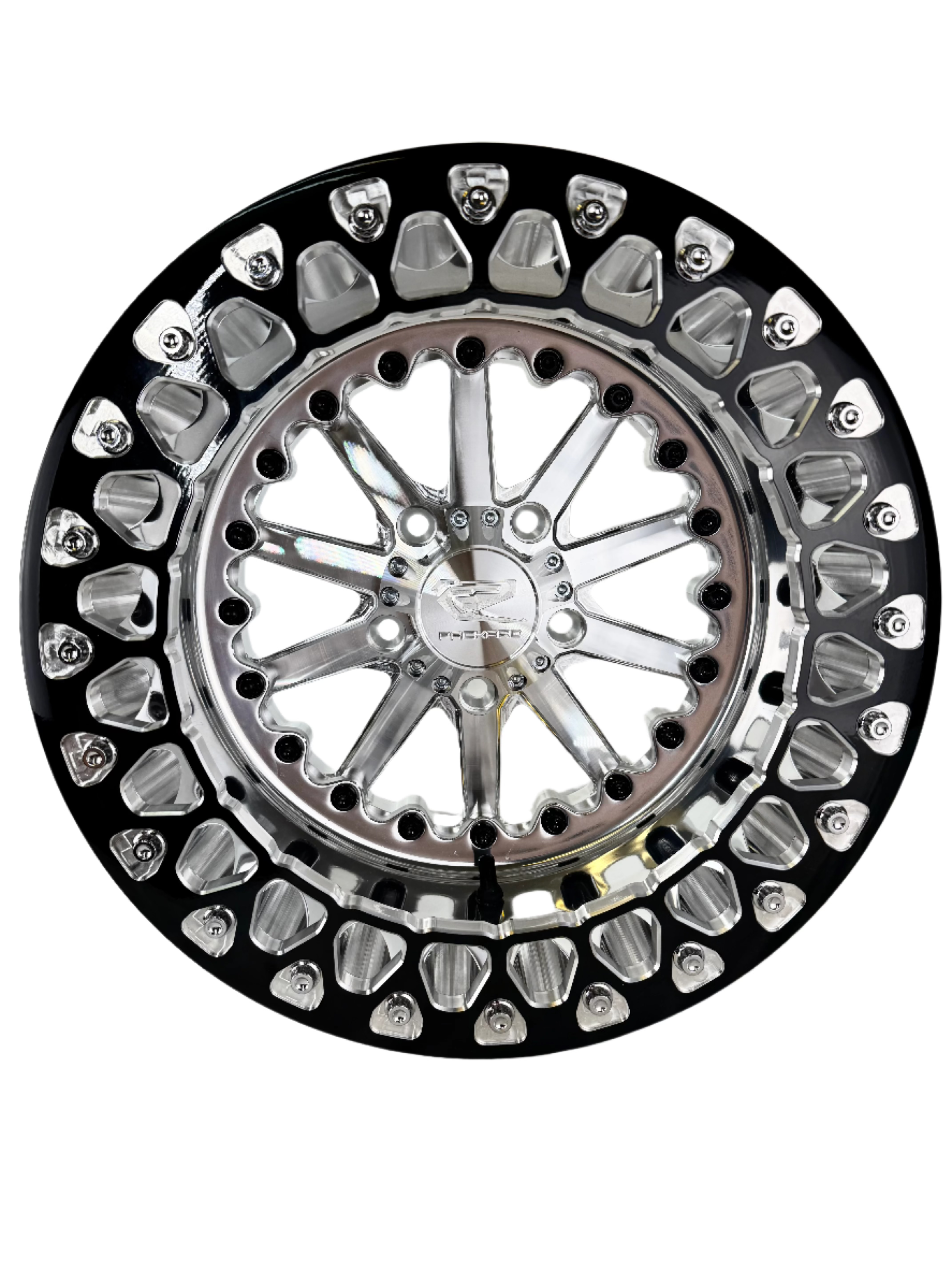 Element FF Forged Polished Beadlock Wheels - Silver 5x4.5 Bolt Pattern for RZR Pro R - Off-Road Racing & Trail Riding Accessories