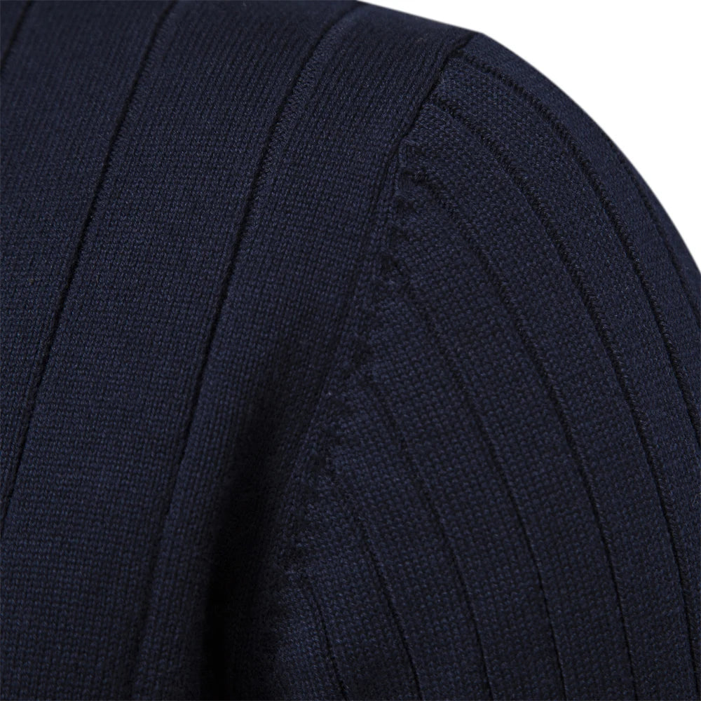 Men's Autumn Winter Cotton Knit Stand Collar Zipper Pullover Sweater - High Quality Warm Casual Wear for Outdoor & Office