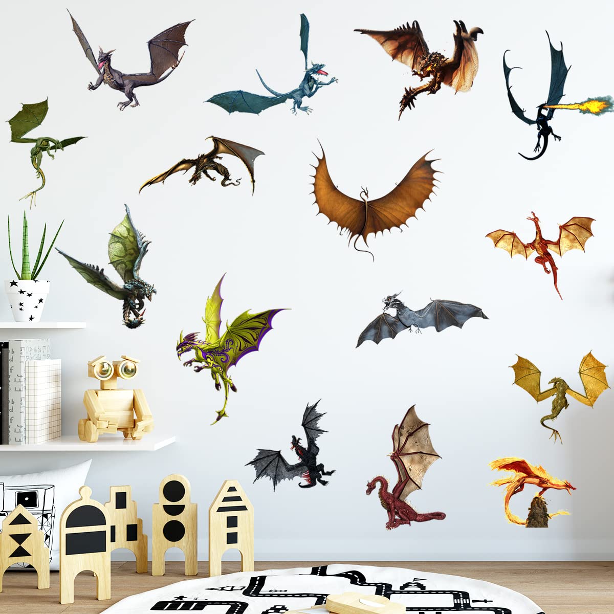 3D Fantasy Dragon Wall Decal - Peel & Stick Removable Vinyl Wall Art for Kids Room, Nursery, Living Room & Classroom Decor | Perfect for Themed Parties, Fantasy Bedrooms & Playroom Wall Decorations