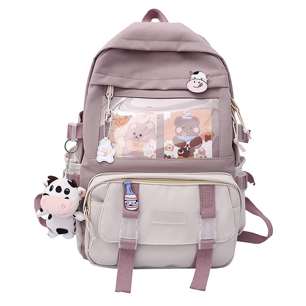 Cute Kawaii Backpack for Girls - Stylish School Backpack, Daypack & Bookbag with Adorable Plush Pendant - Perfect for Teens & Women - Great for School, Travel & Everyday Use