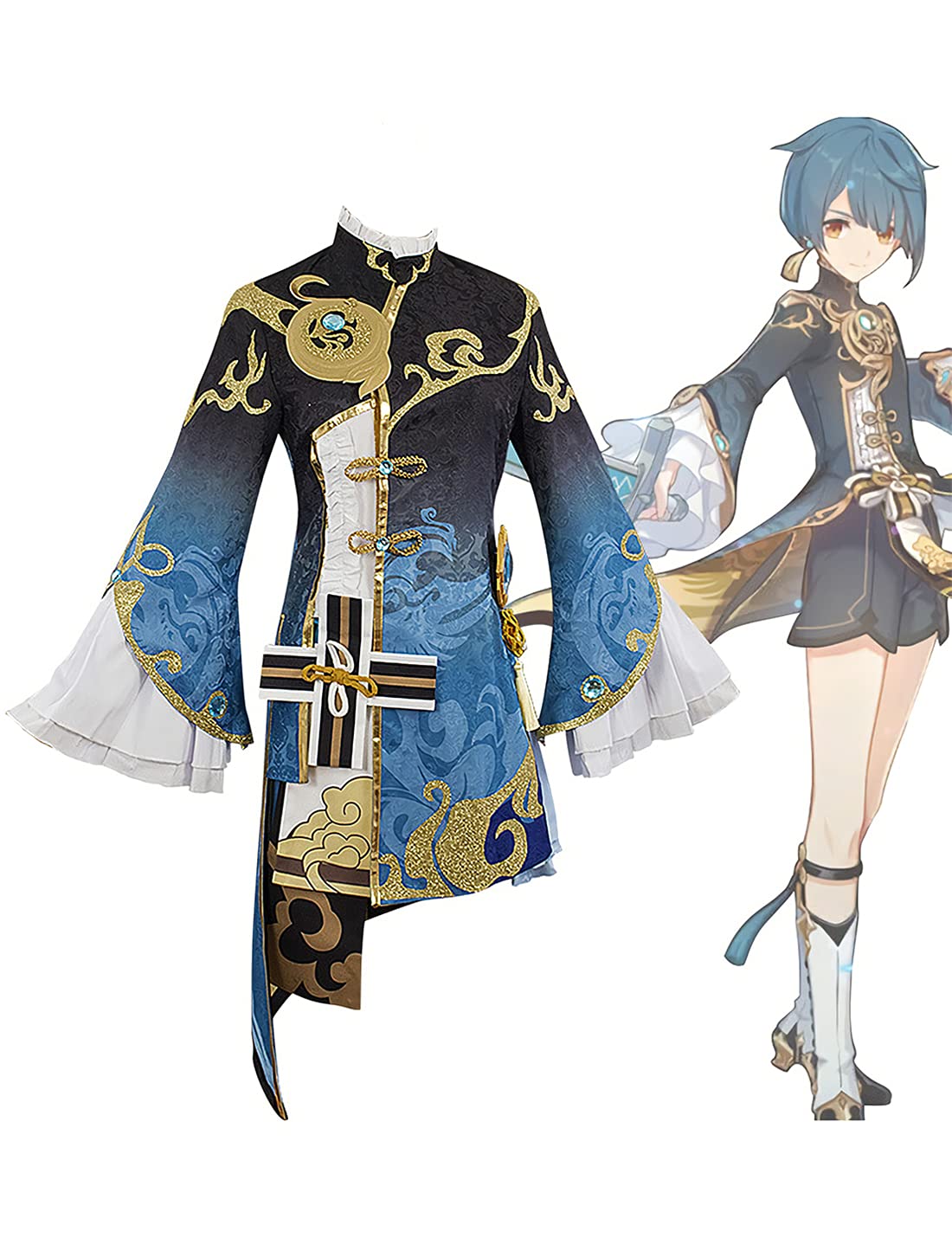 Genshin Impact Xingqiu Cosplay Costume Set - Official Anime Character Outfit with Accessories for Halloween, Comic Con & Cosplay Events | Unisex Uniform for Fans & Collectors