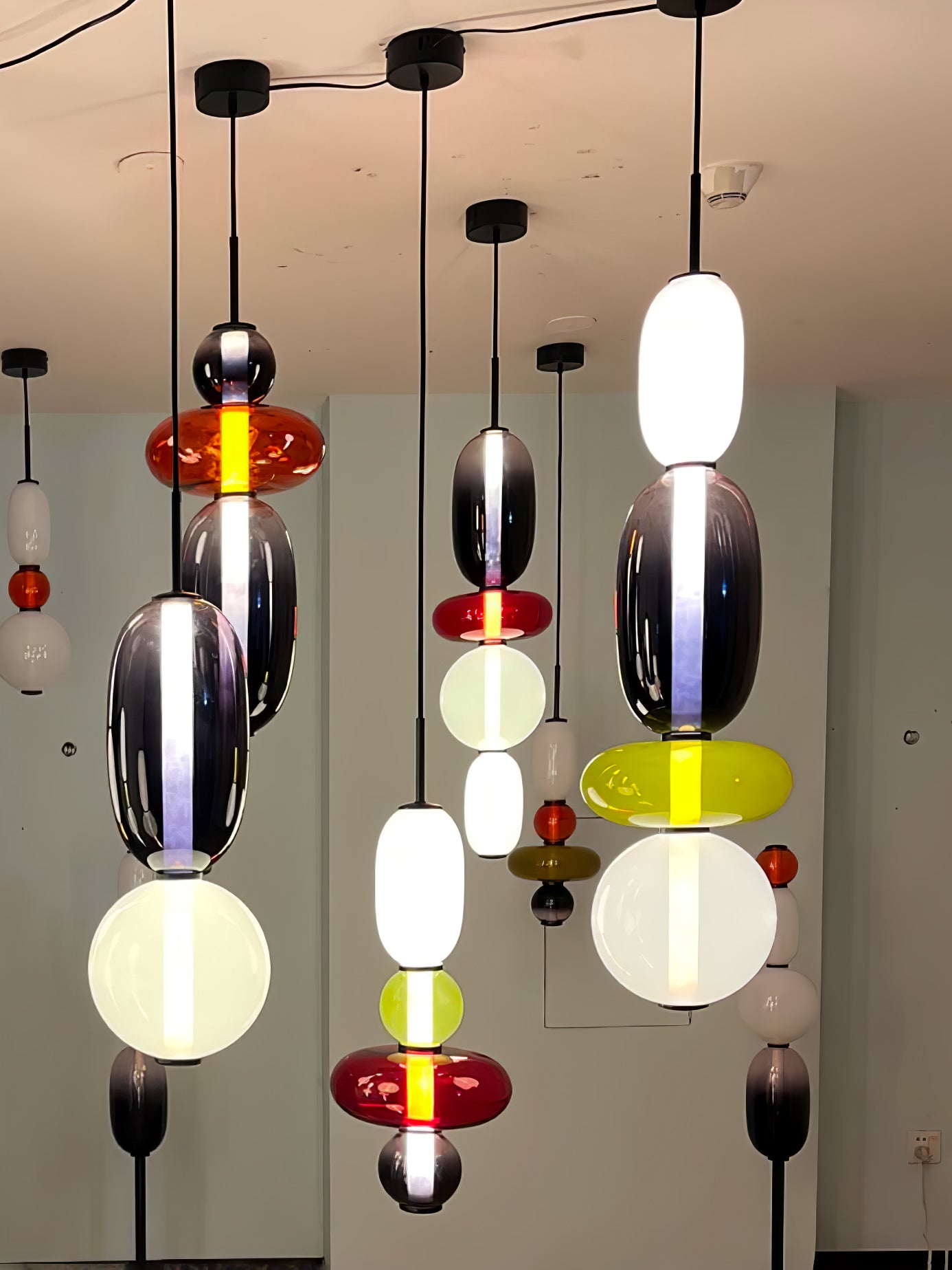 Stylish Candied Glass Pendant Light Set - Modern Hanging Fixture for Dining Room, Kitchen Island & Bedroom Decor