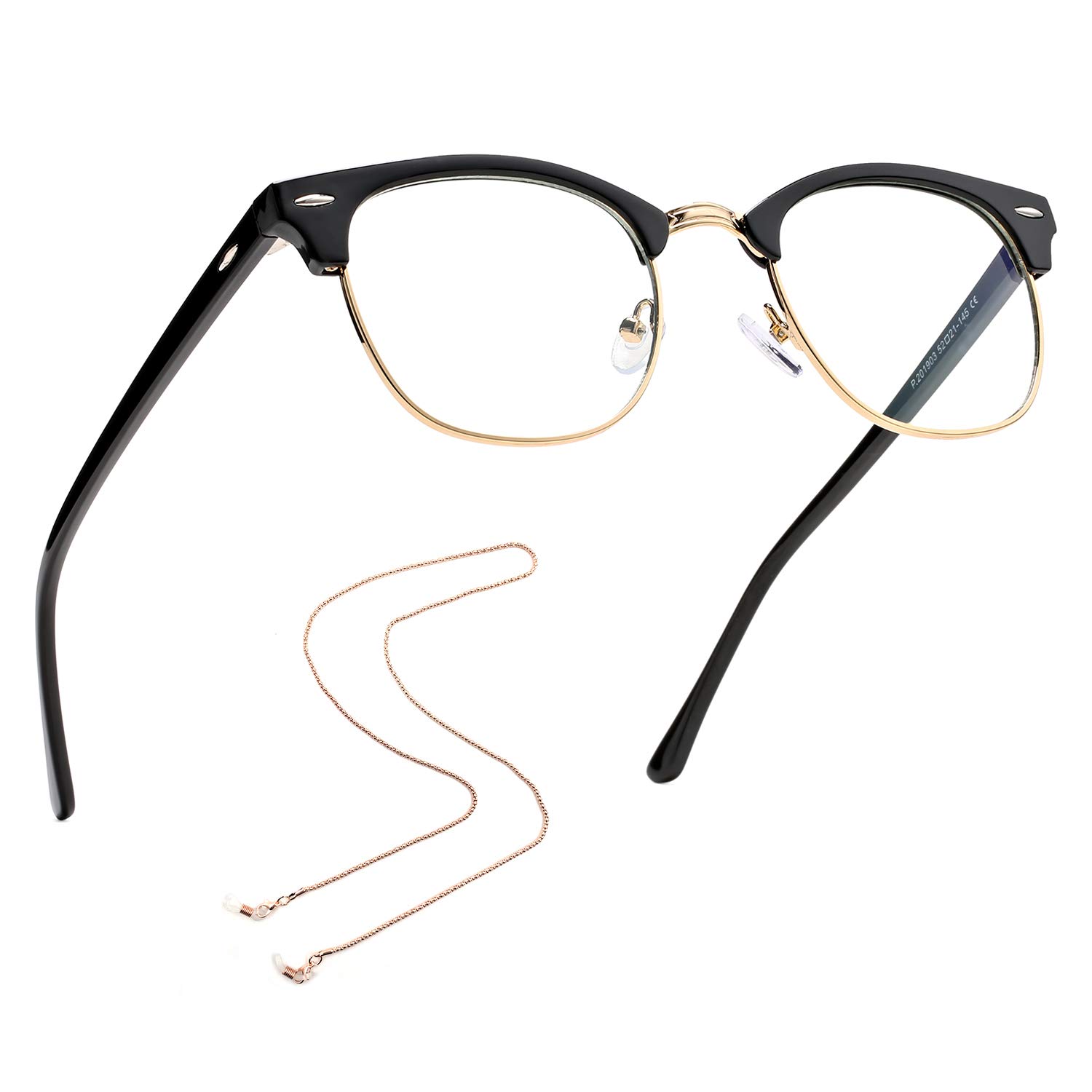 PROUDDEMON Blue Light Blocking Glasses for Men & Women - Semi-Rimless Computer Glasses, Non-Prescription Gaming Eyewear with Gold Frame - Reduce Eye Strain for Work, Gaming & Screen Time